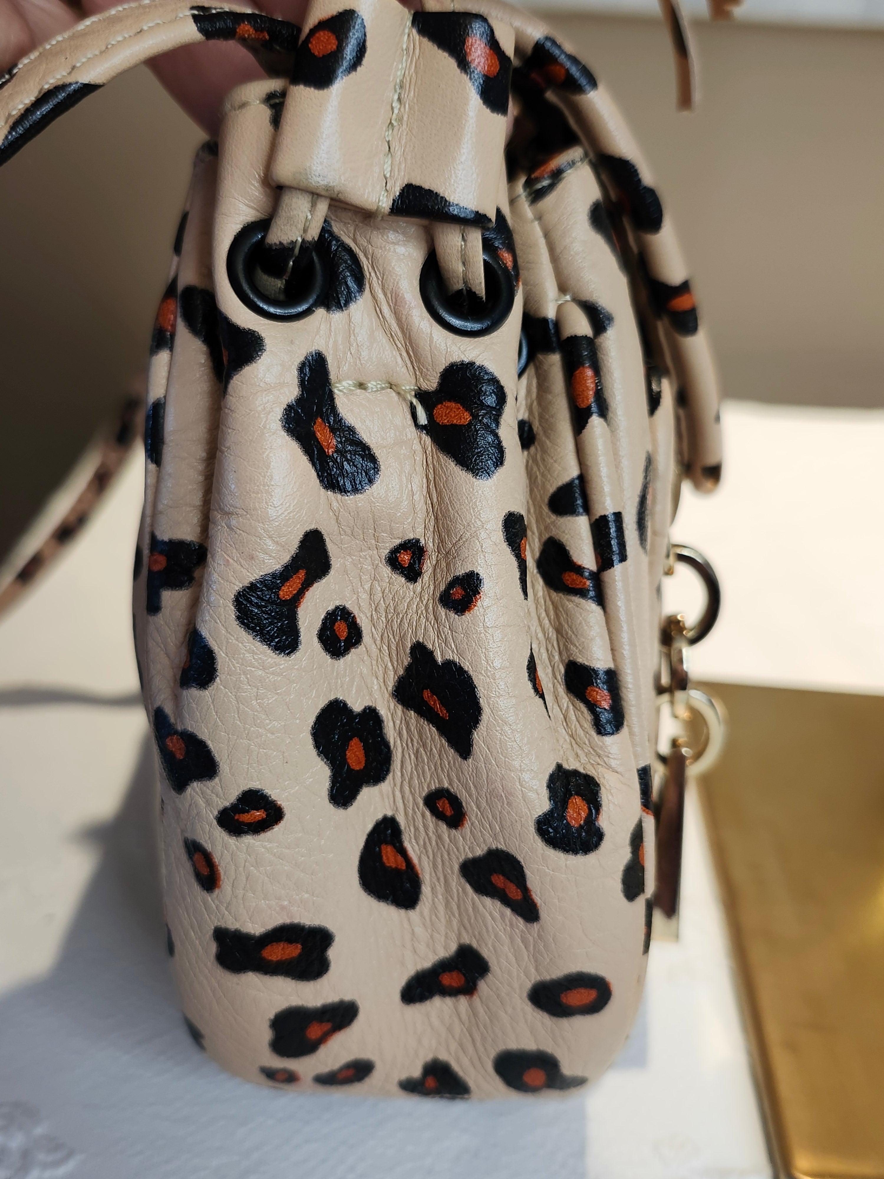 See by Chloe Animal Print Crossbody Hobo Bag with Double Gold Zip Hardware