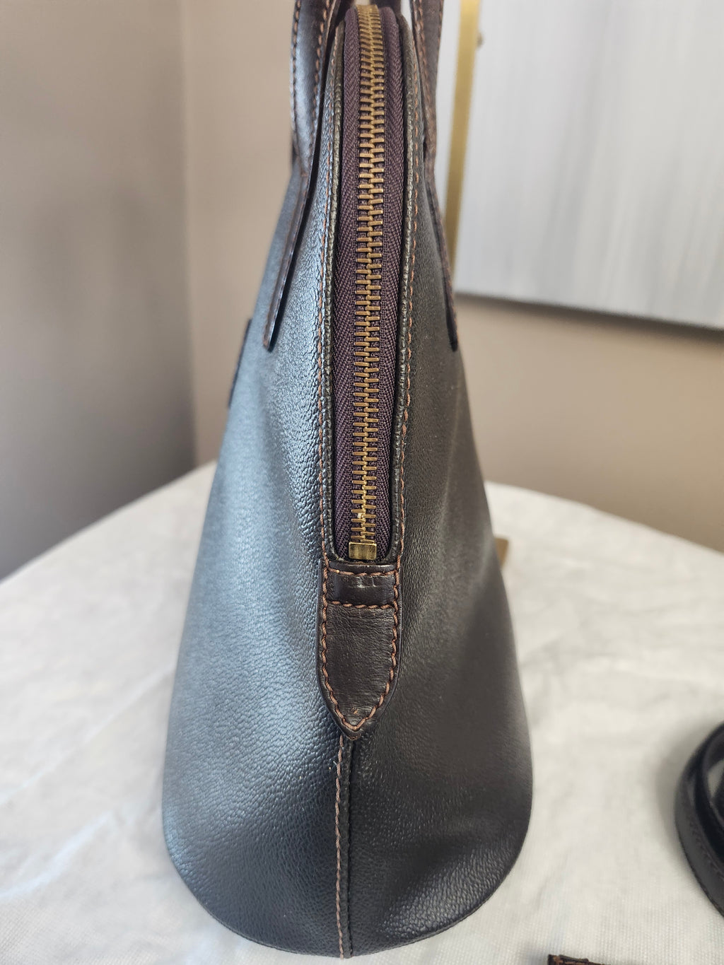 Trussardi Vintage Two Way Brown Leather Women's Bag With Pochette And Dustbag