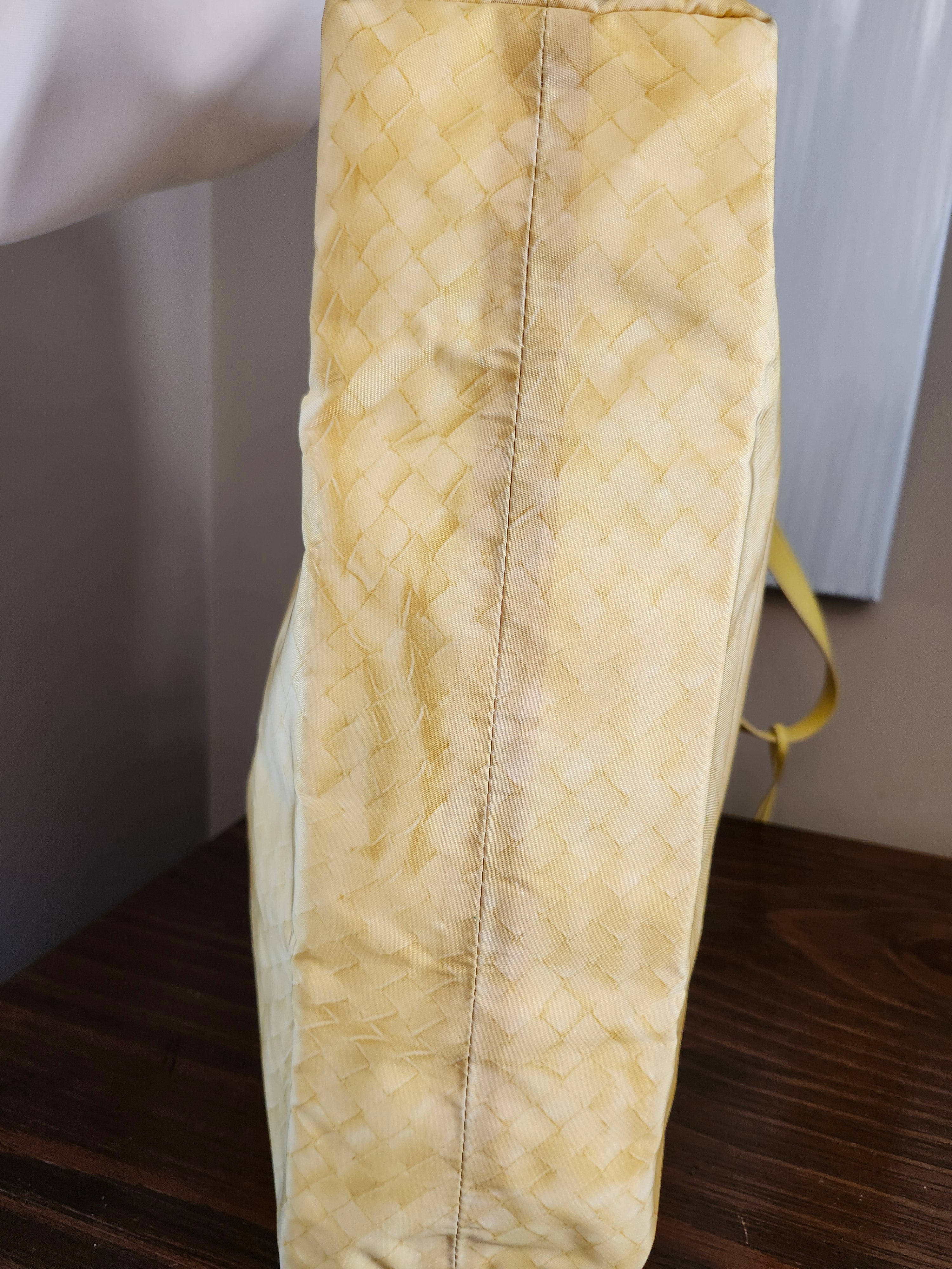 Bottega Veneta Intrecciato Illusion Yellow Nylon Tote with Bag Charm