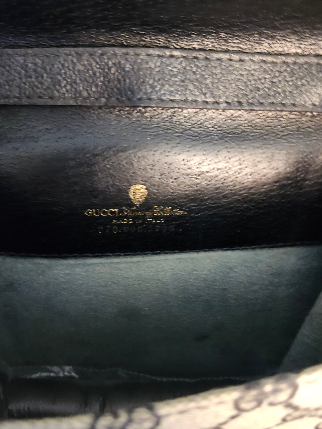 Gucci GG Supreme Sherry Line Stripe Shoulder Bag in Navy Gray, Gold and Red