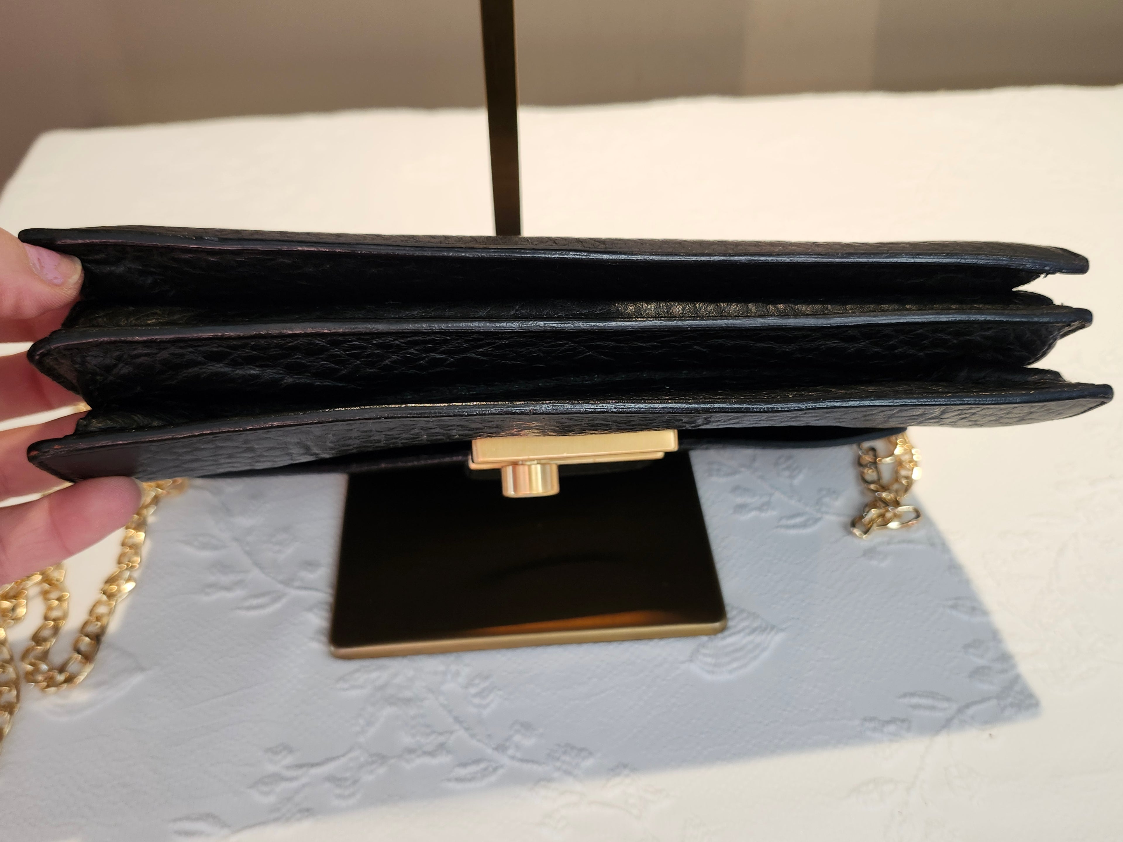 Prada Black Pebbled Leather Clutch or Crossbody Bag