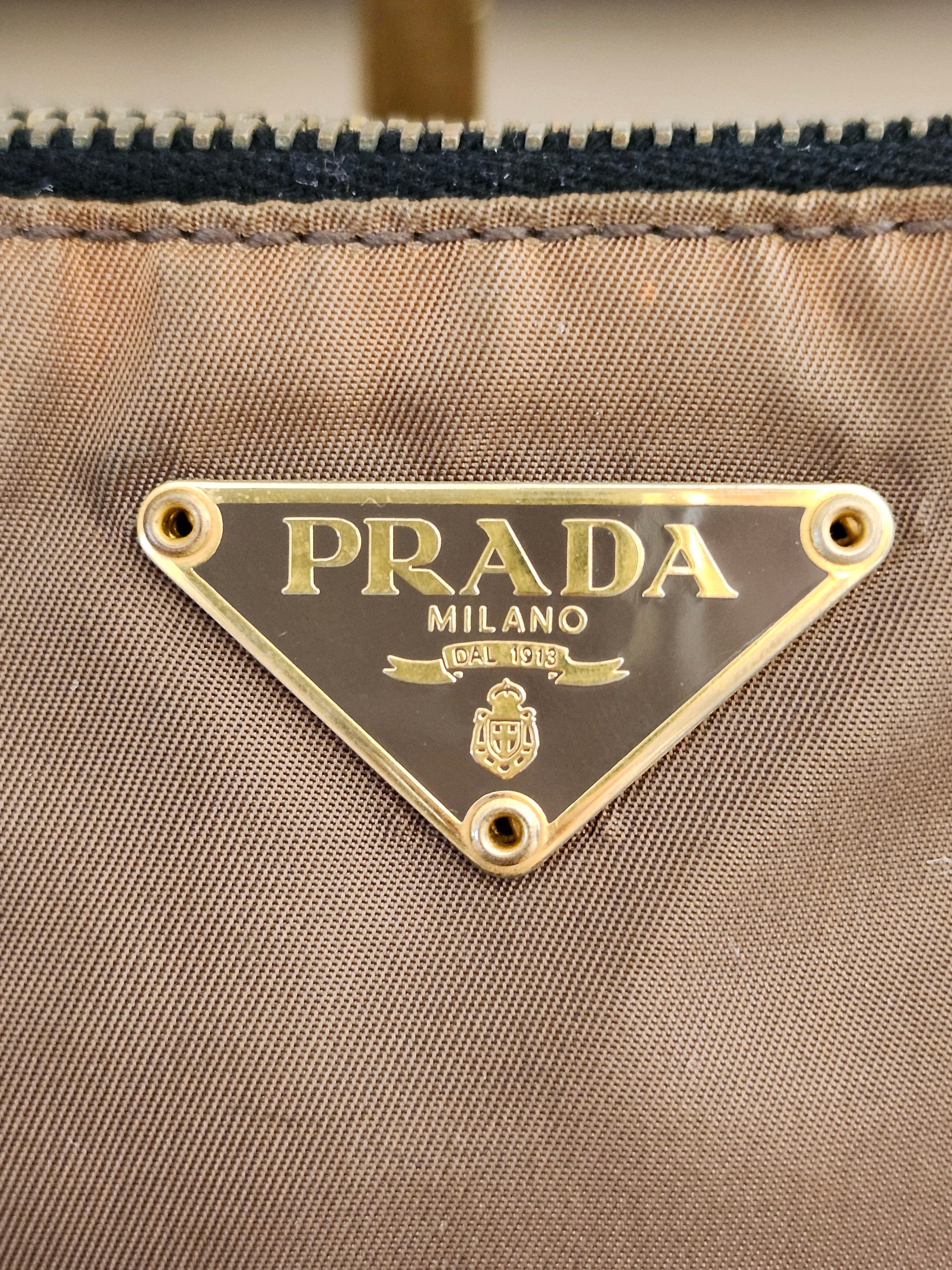 Prada Tessuto Brown Nylon Triangle Logo Shoulder Bag