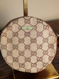 Gucci Bree Beige and Brown GG Canvas and Leather Round Circle Crossbody Bag