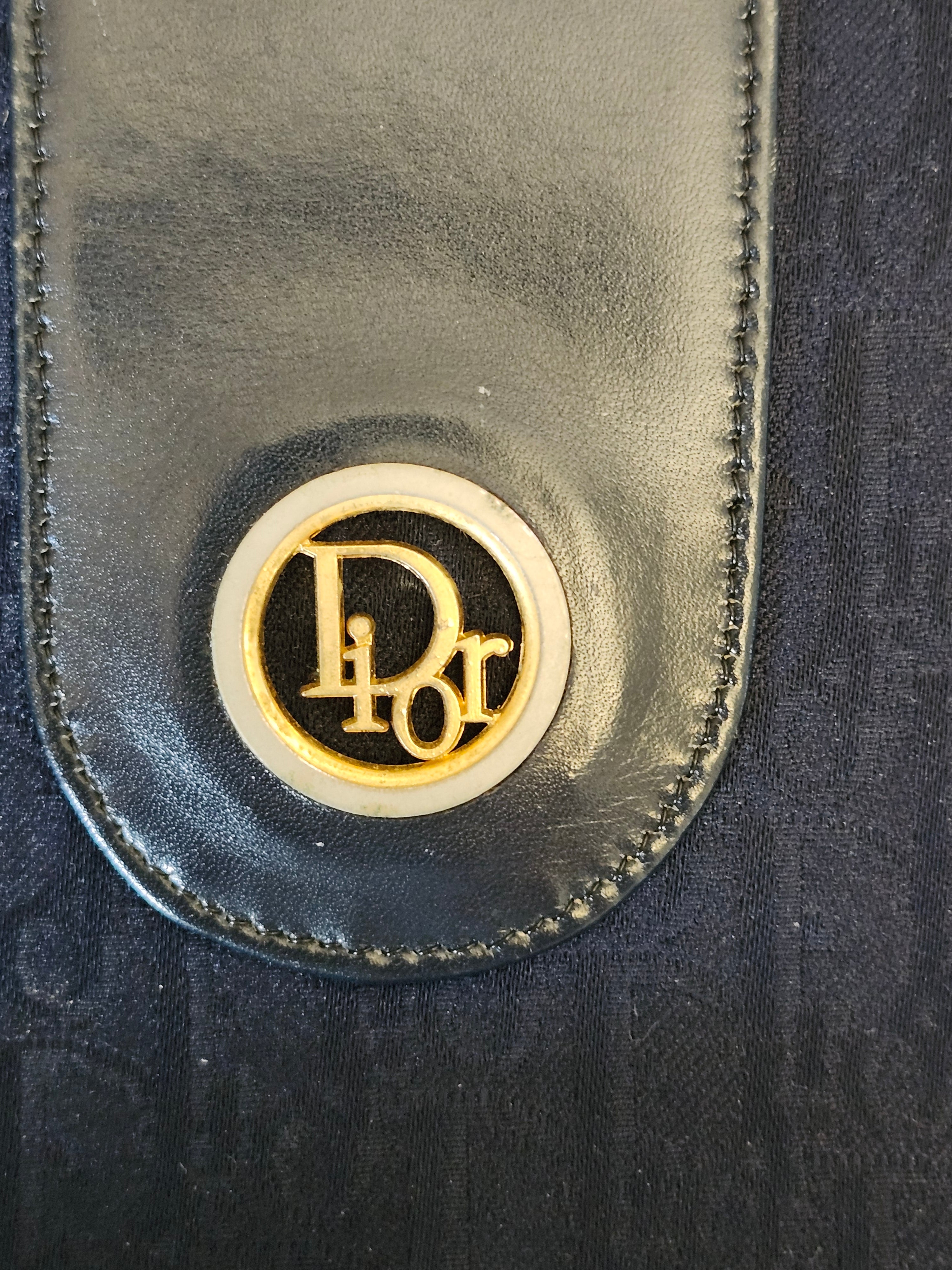 Christian Dior Cannage Trotter Saddle Canvas Bag in Navy
