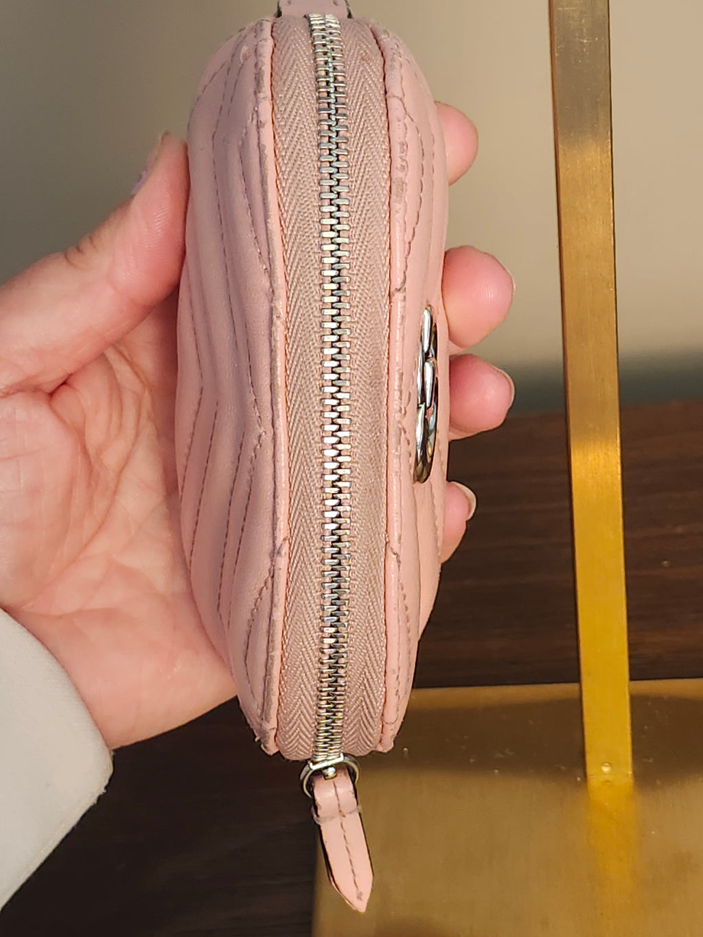 Gucci Calfskin Quilted Matelasse Marmont GG Marmont Key Pouch in Wild Rose