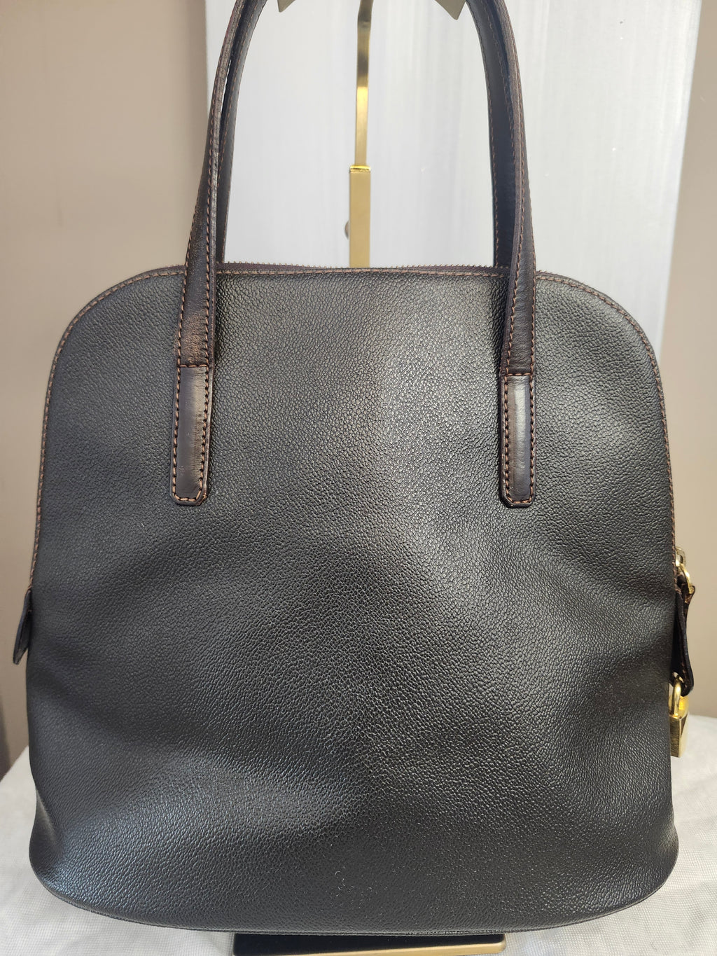 Trussardi Vintage Two Way Brown Leather Women's Bag With Pochette And Dustbag