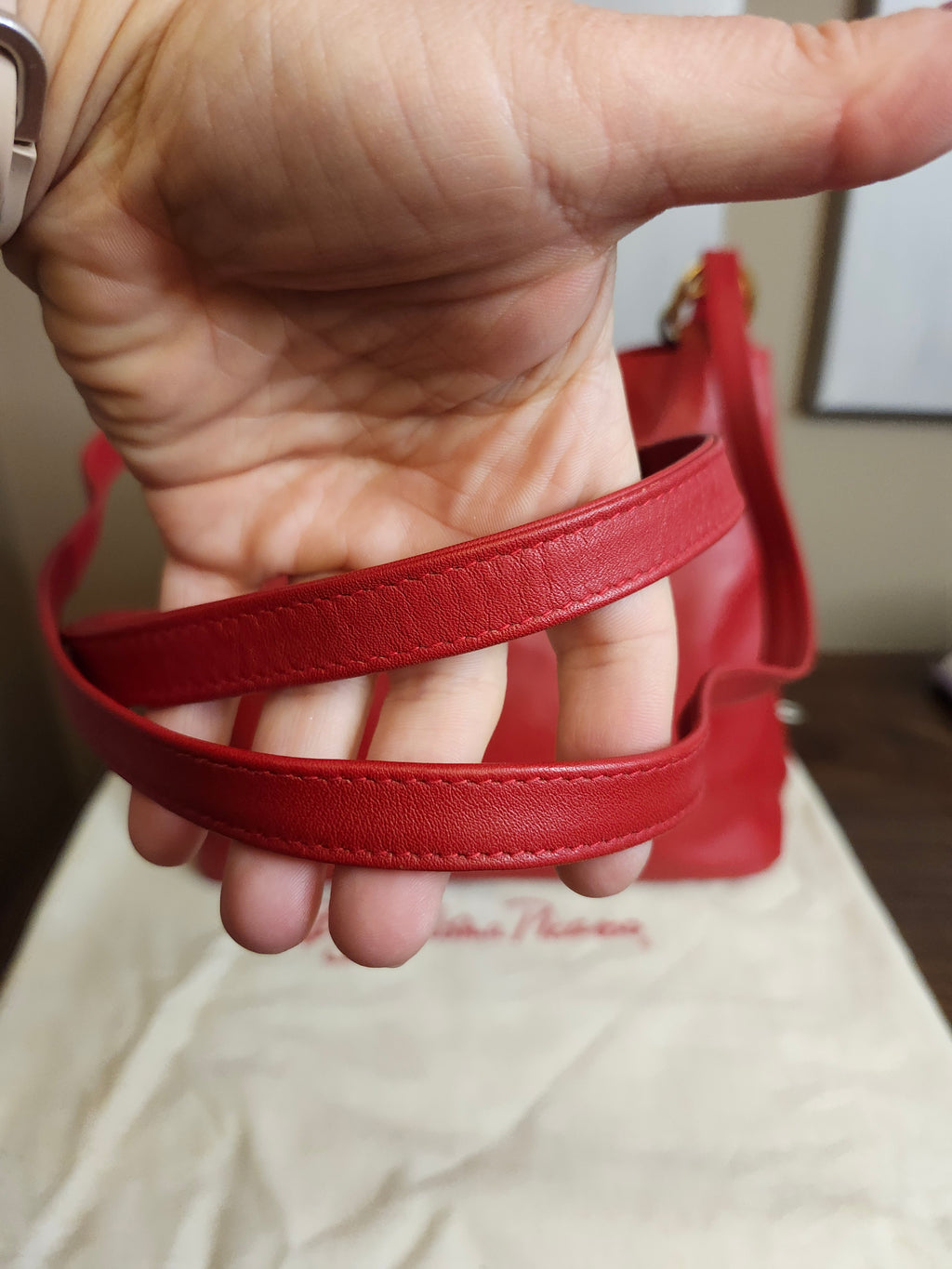 Paloma Picasso by Tiffany Red Leather Shoulder Bag With Gold Hardware and Dust Bag