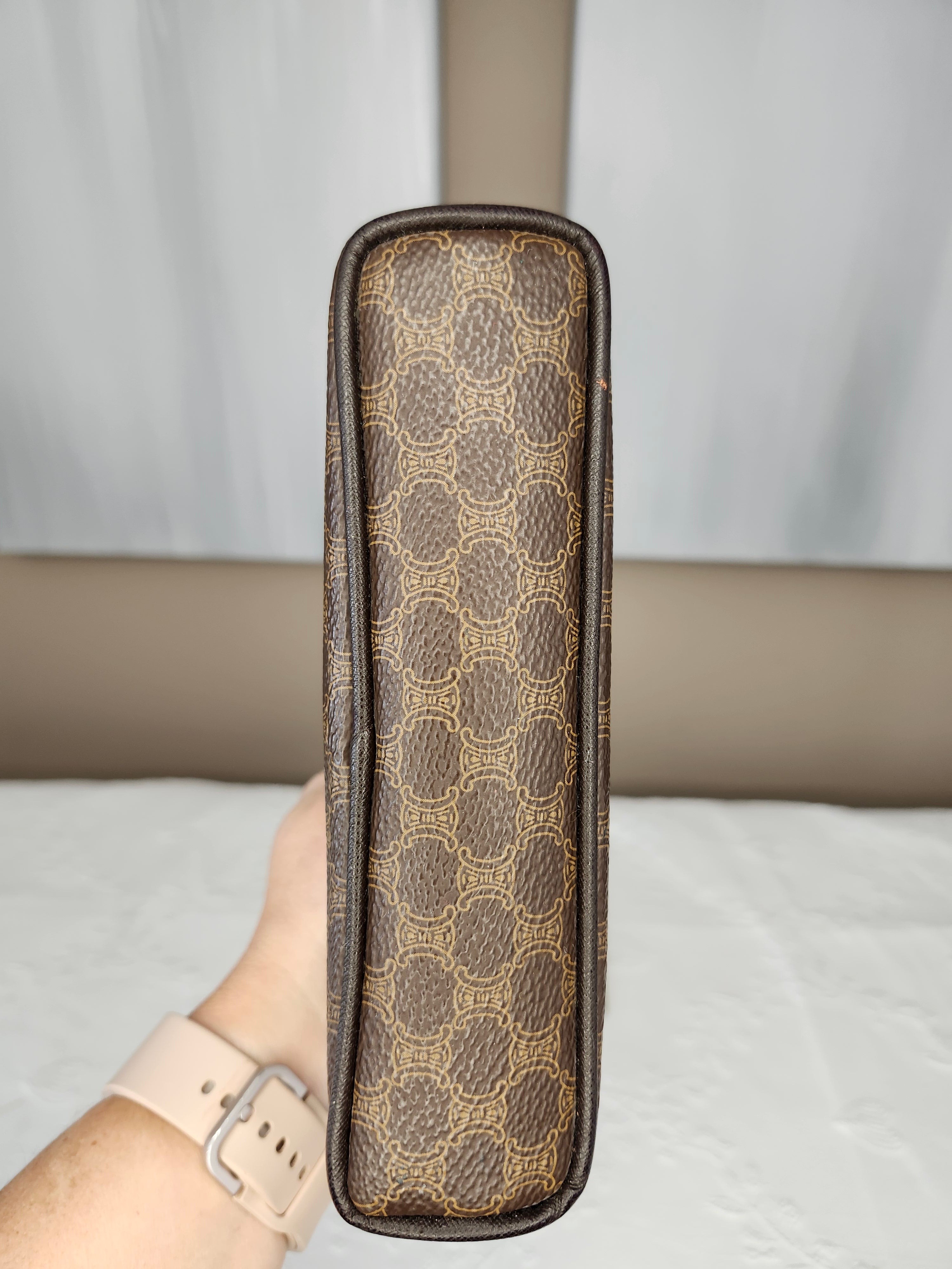 Celine Macadam Clutch Cosmetic Patterned Pouch With Gold Hardware