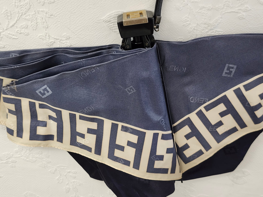 Fendi Zucca FF Print Folding Umbrella in Blue and Tan