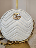 Gucci White GG Marmont Matelasse Leather Mini Round Shoulder Bag