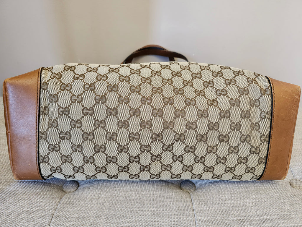 Gucci GG Canvas Sherry Line Shoppers Tote Bag