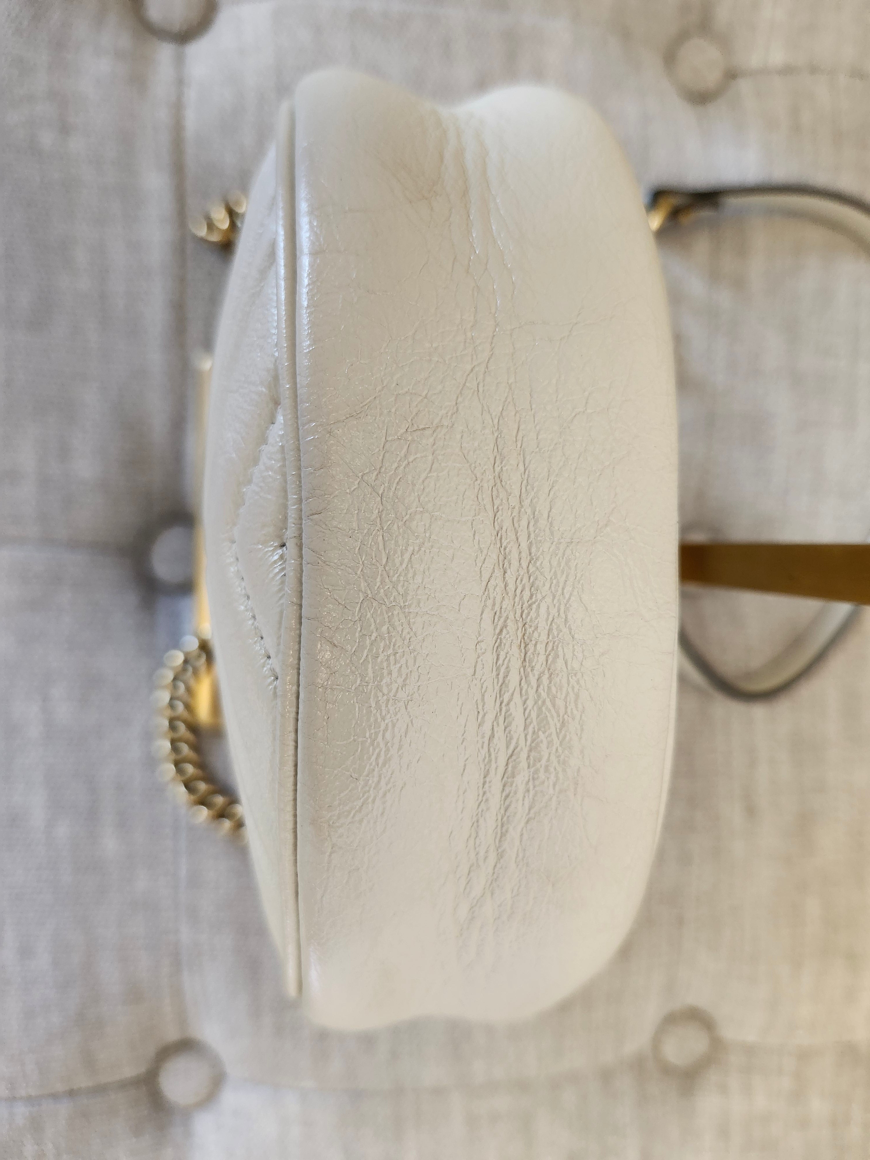 Gucci White GG Marmont Matelasse Leather Mini Round Shoulder Bag