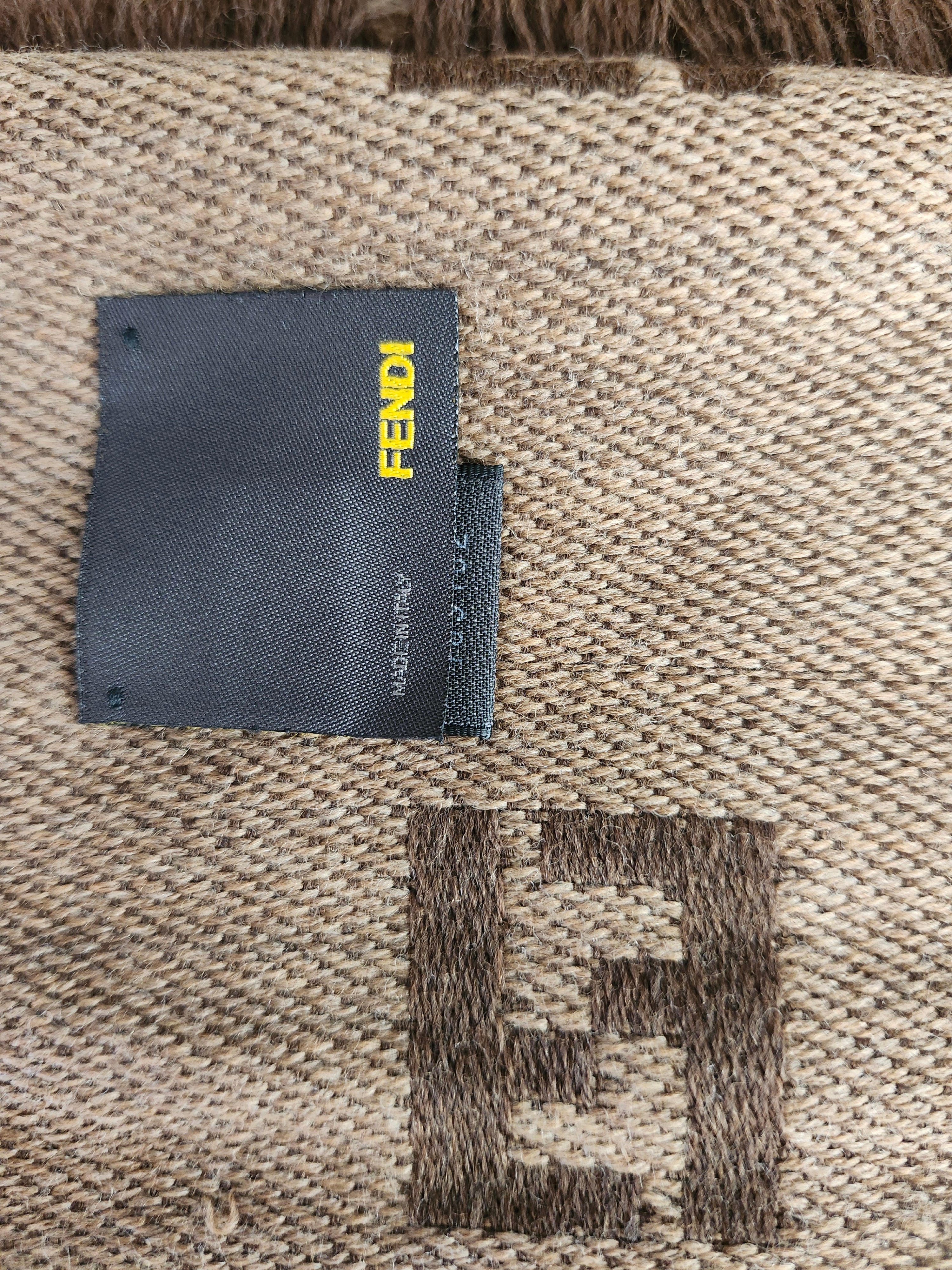 Fendi FF Zucca Brown and Tan Wool Scarf