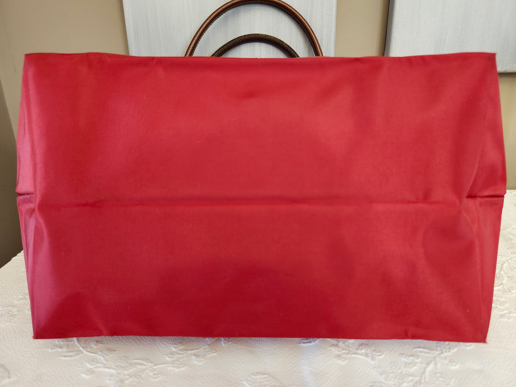Longchamp Le Pliage "Shopping" Red Nylon and Leather Tote Bag