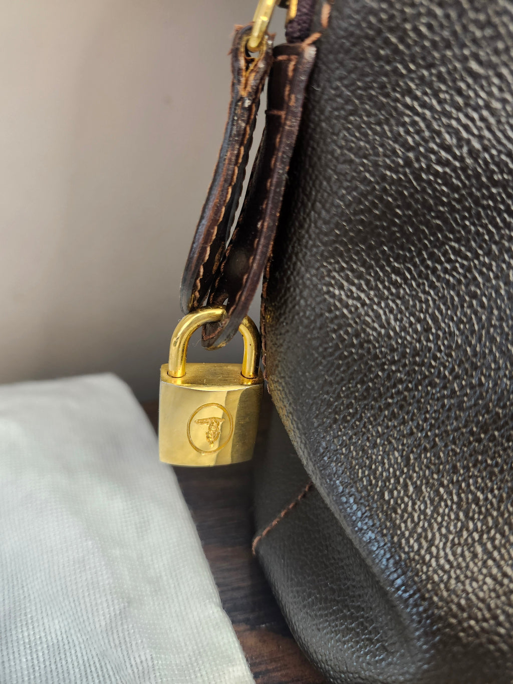 Trussardi Vintage Two Way Brown Leather Women's Bag With Pochette And Dustbag