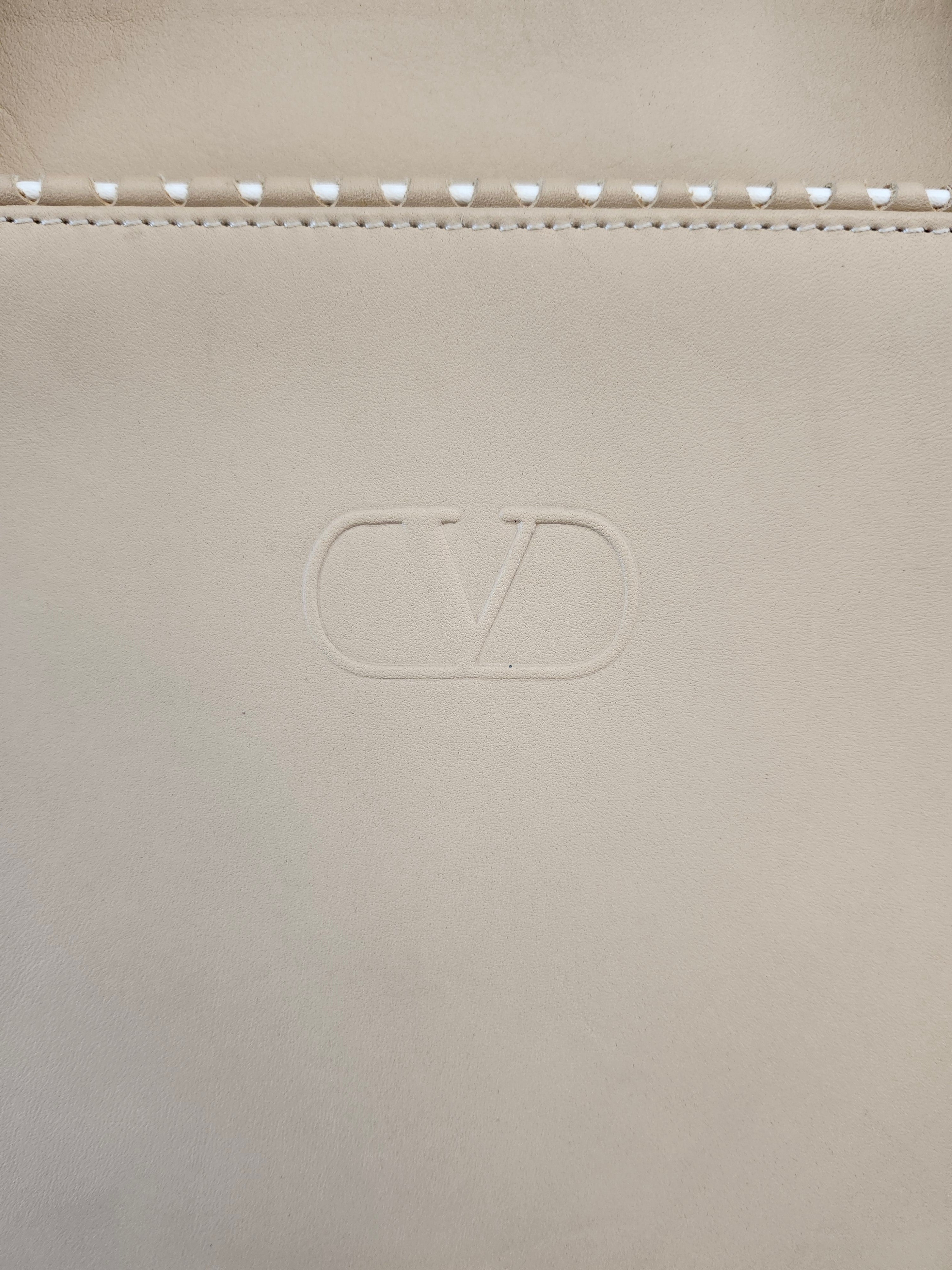 Valentino Garavani Calfskin Leather Tote in Beige