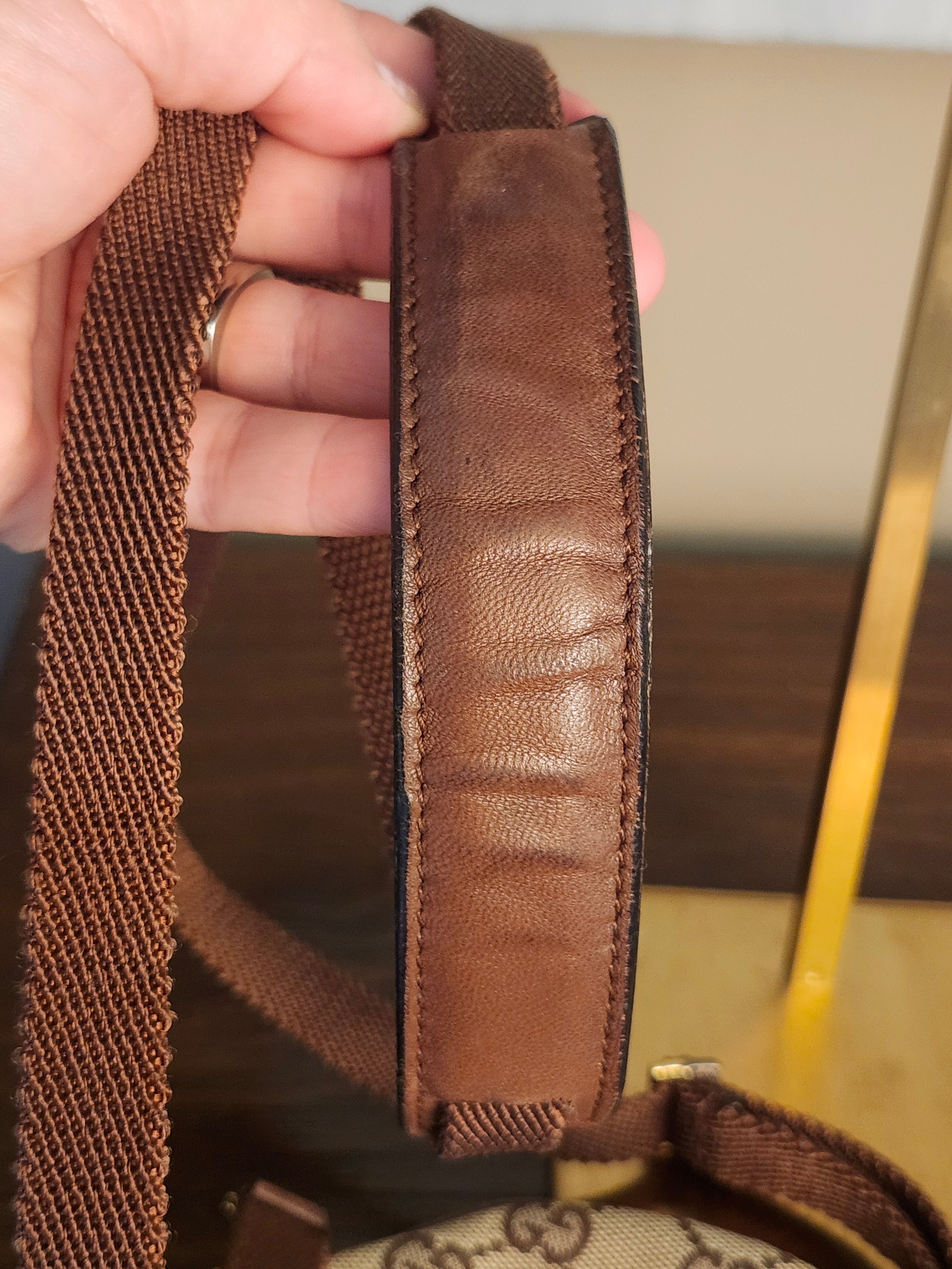 Gucci Bree Beige and Brown GG Canvas and Leather Round Circle Crossbody Bag