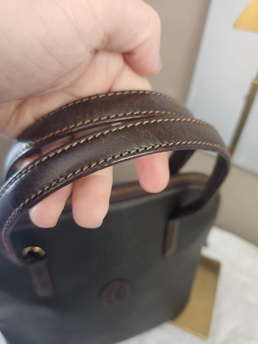 Trussardi Vintage Two Way Brown Leather Women's Bag With Pochette And Dustbag