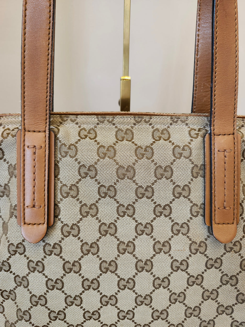 Gucci GG Canvas Sherry Line Shoppers Tote Bag