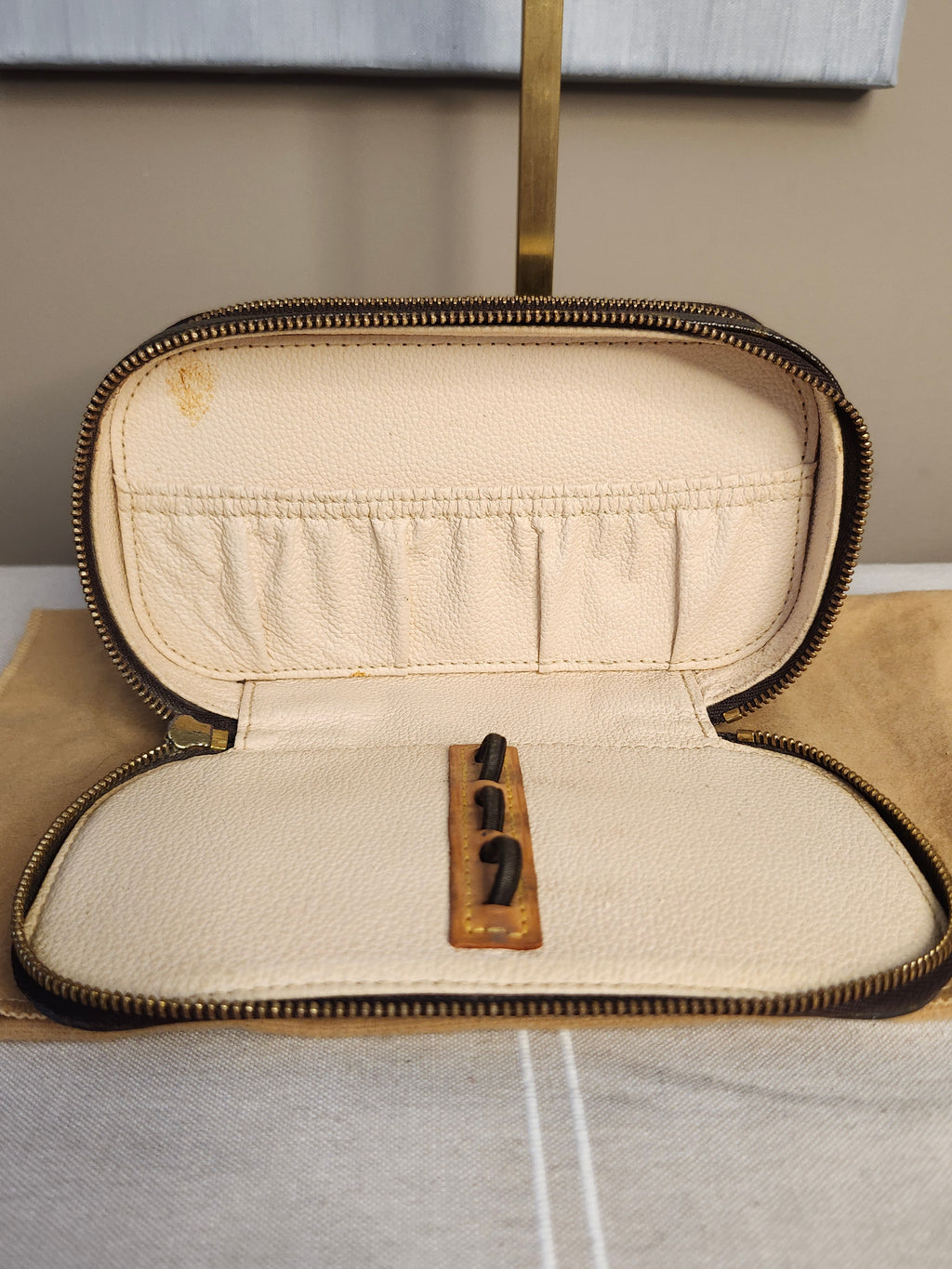Louis Vuitton Monogram Trousse Blush Cosmetic Pouch In Brown And Tan
