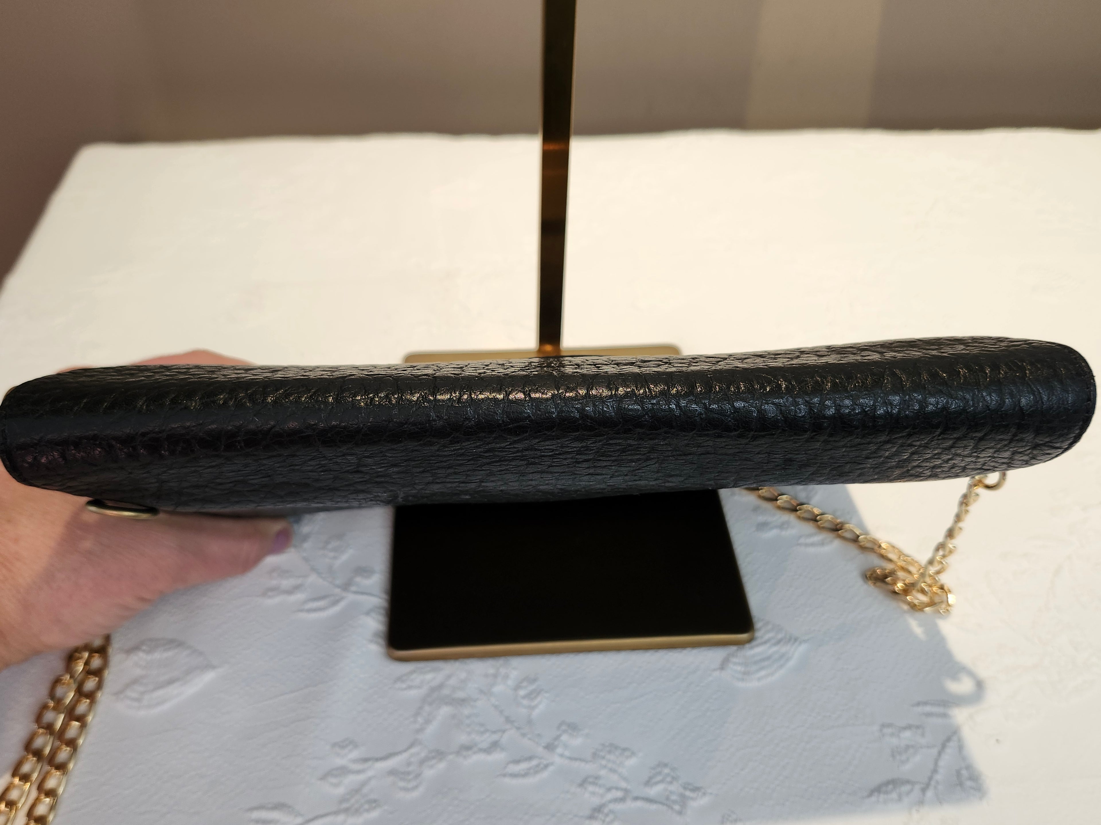 Prada Black Pebbled Leather Clutch or Crossbody Bag