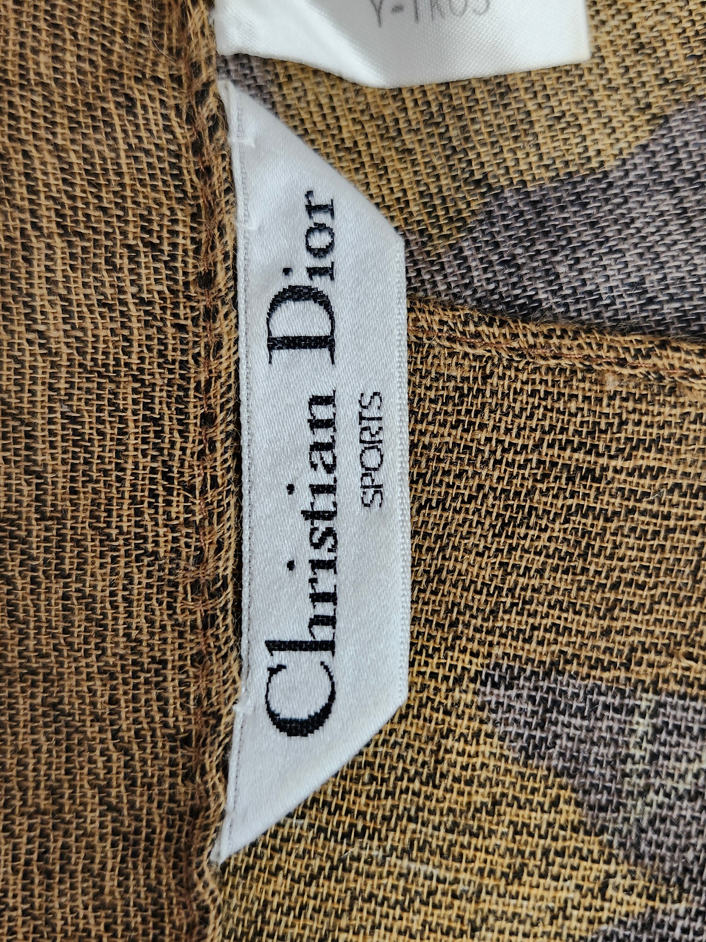 Christian Dior Leaves Sports Scarf in Beige, Blue and Brown