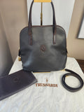 Trussardi Vintage Two Way Brown Leather Women's Bag With Pochette And Dustbag