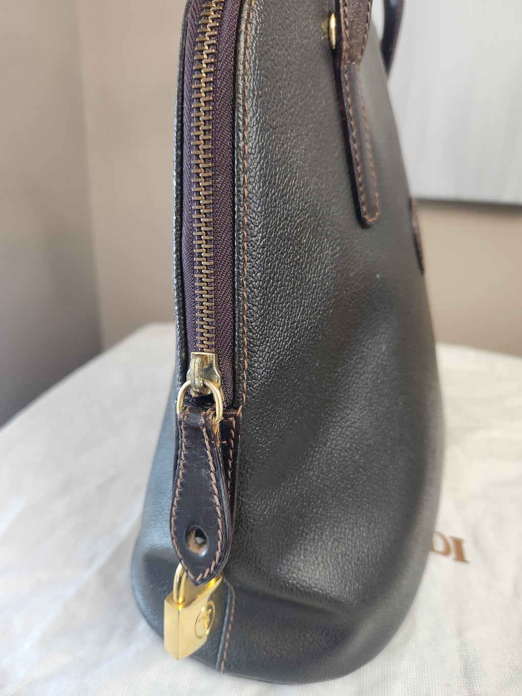 Trussardi Vintage Two Way Brown Leather Women's Bag With Pochette And Dustbag