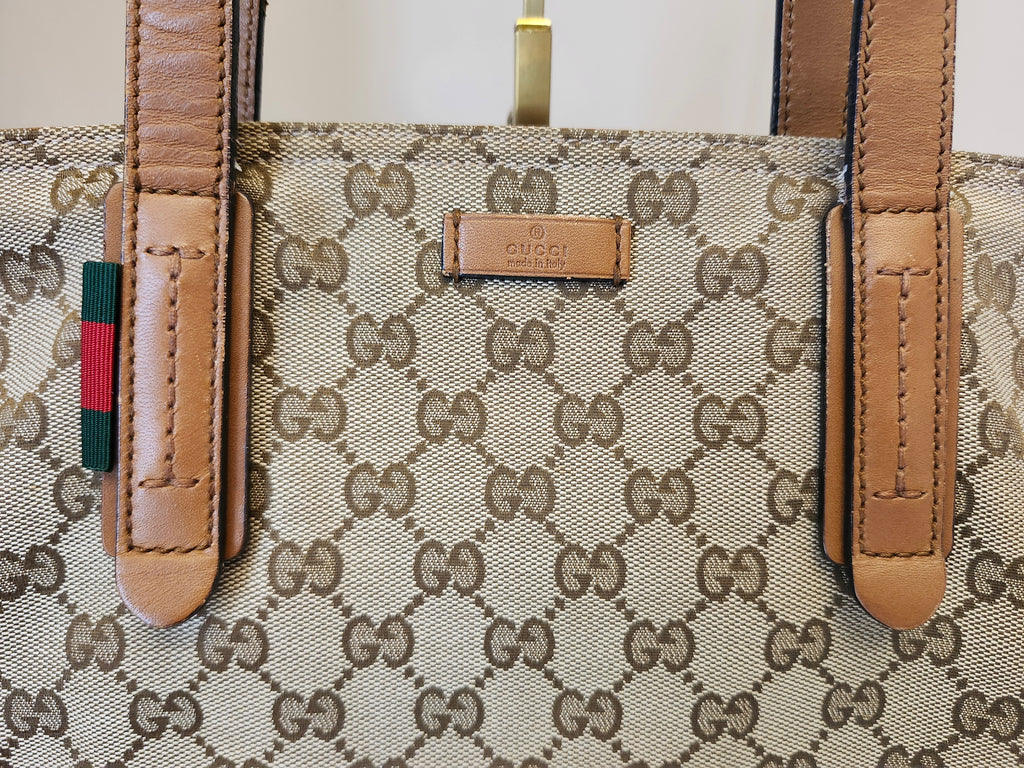 Gucci GG Canvas Sherry Line Shoppers Tote Bag