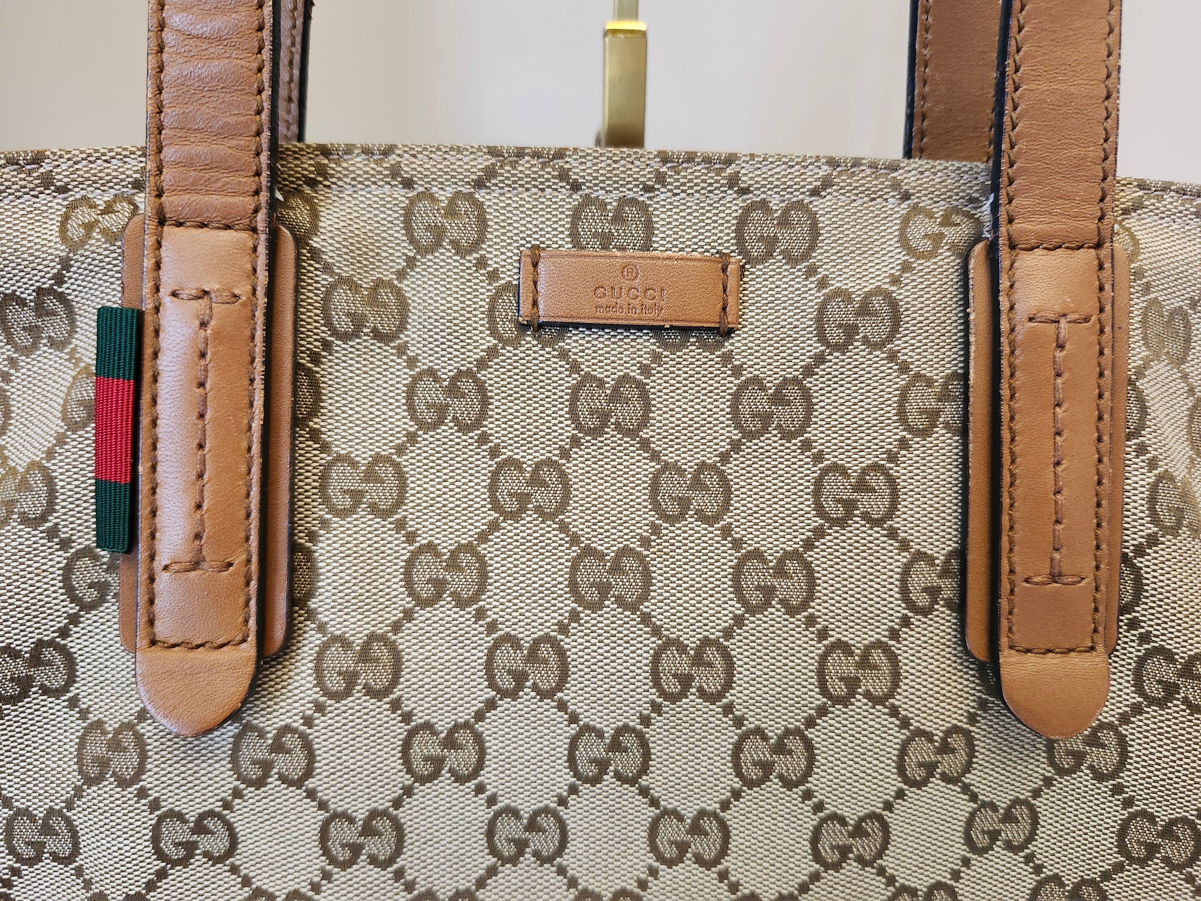 Gucci GG Canvas Sherry Line Shoppers Tote Bag