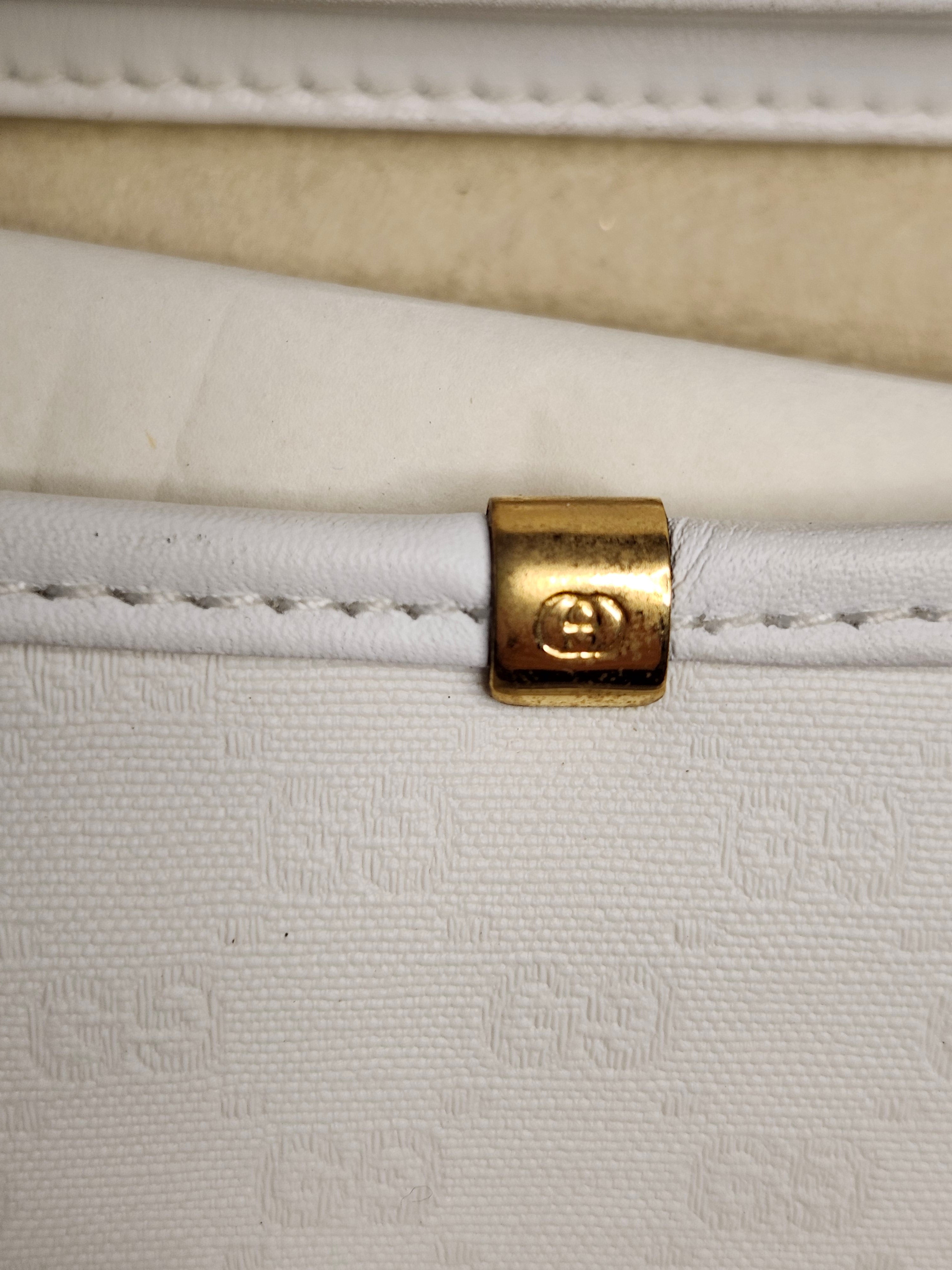 Gucci White Micro GG Leather 2 Way Women's (Clutch/Shoulder) Bag