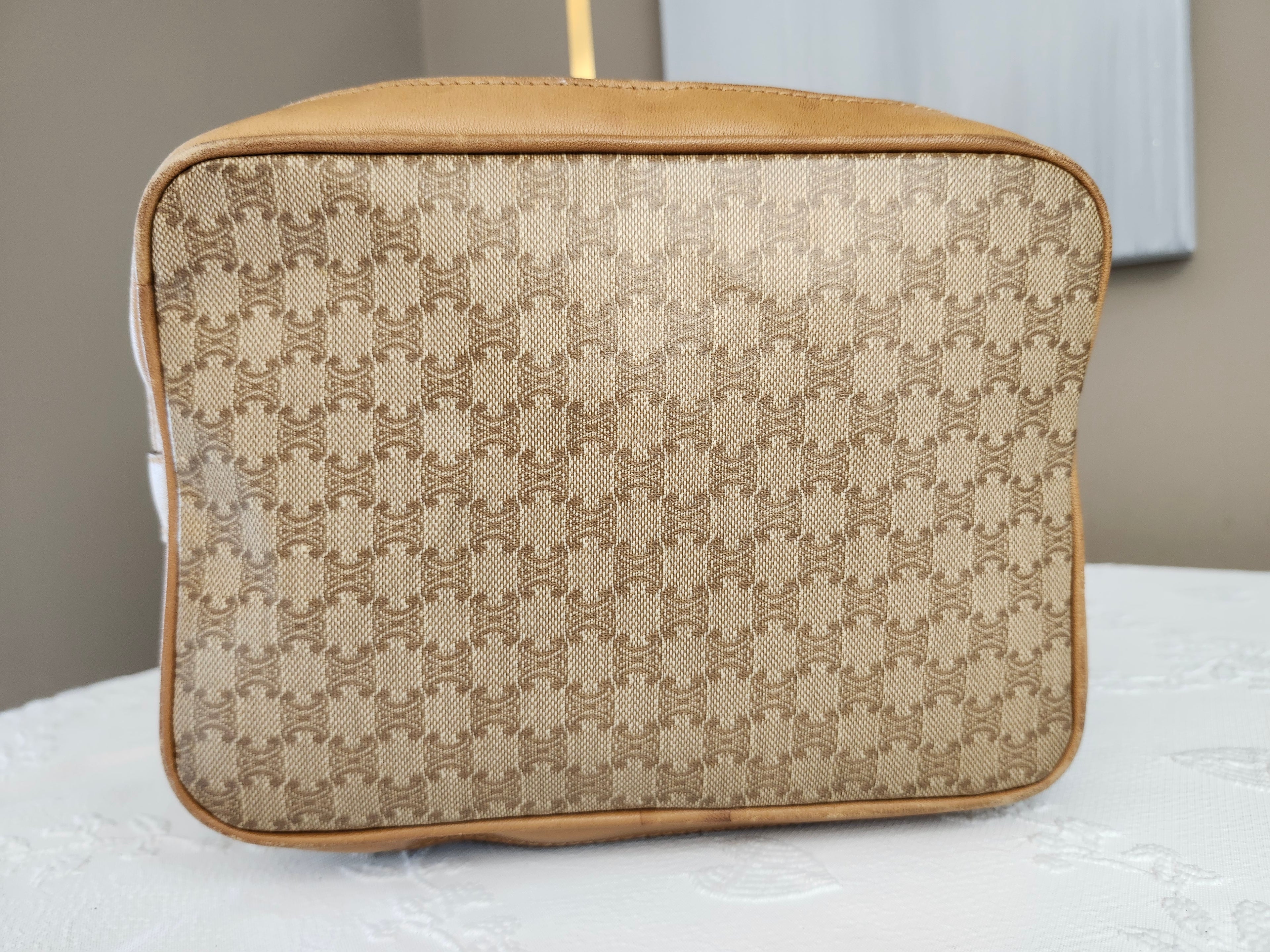 Celine Macadam Vintage Bucket Bag in Beige