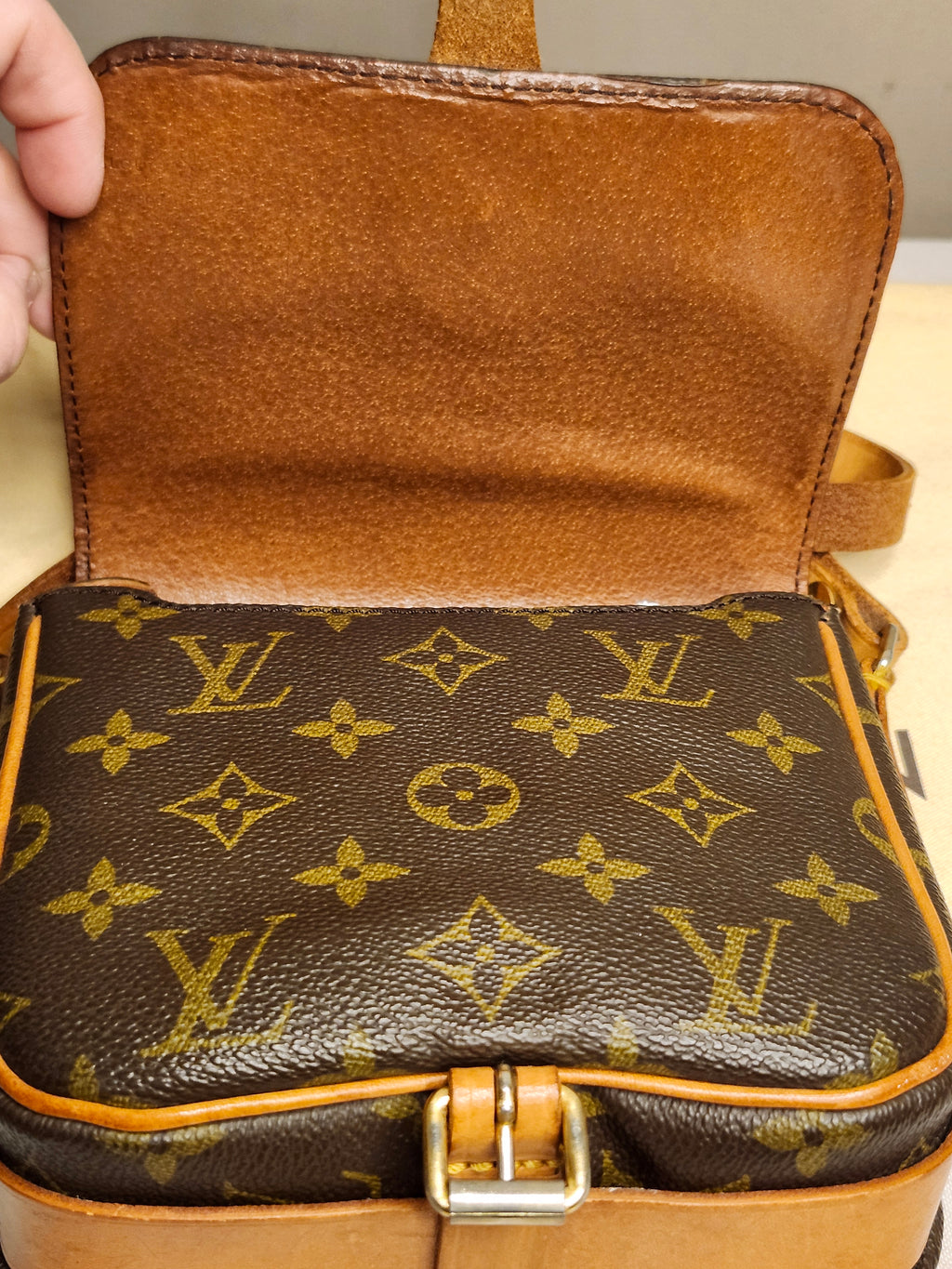 Louis Vuitton Cartouchiere PM Mini Brown and Tan Monogram Adjustable Crossbody Bag