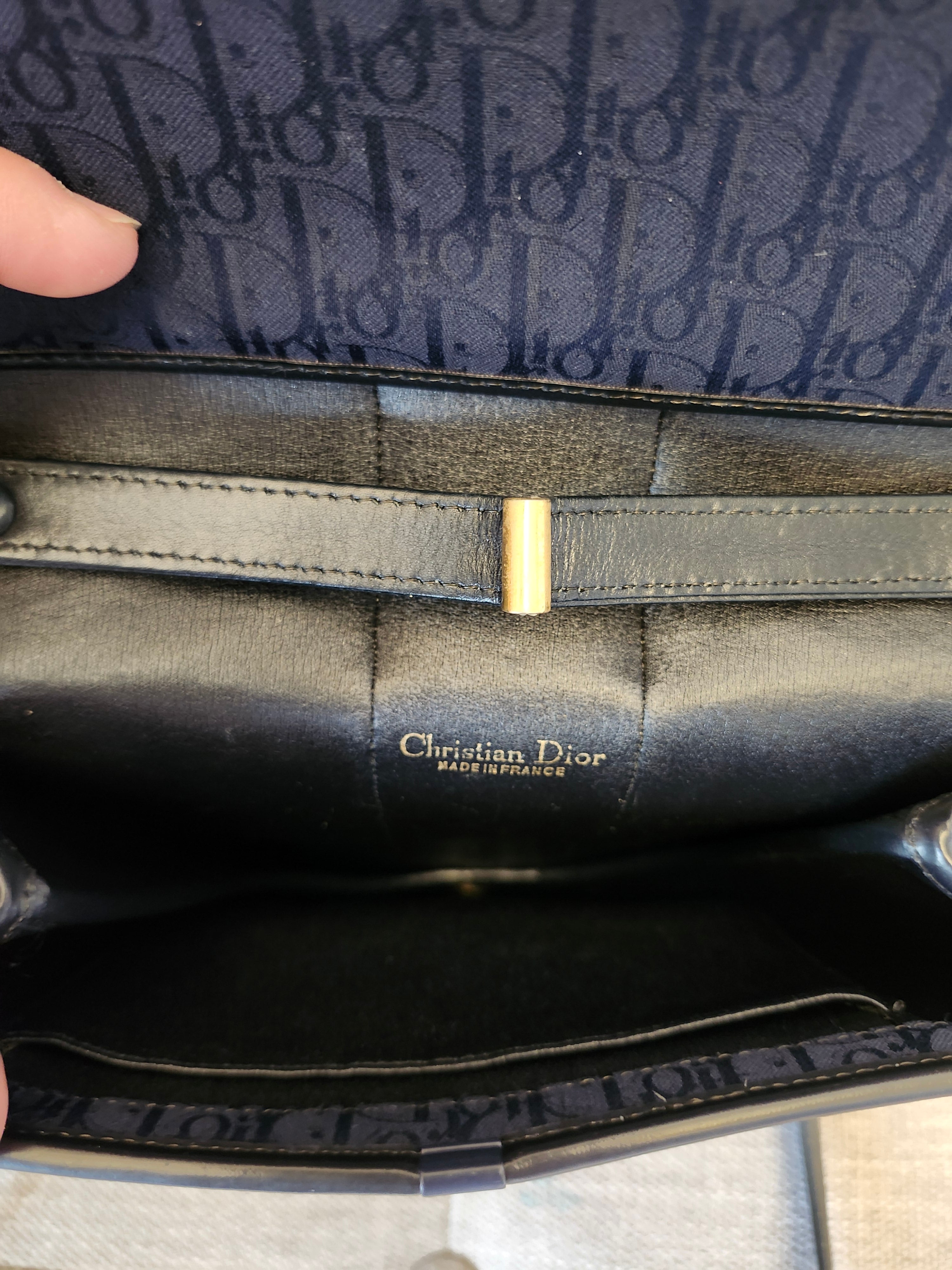 Christian Dior Cannage Trotter Saddle Canvas Bag in Navy