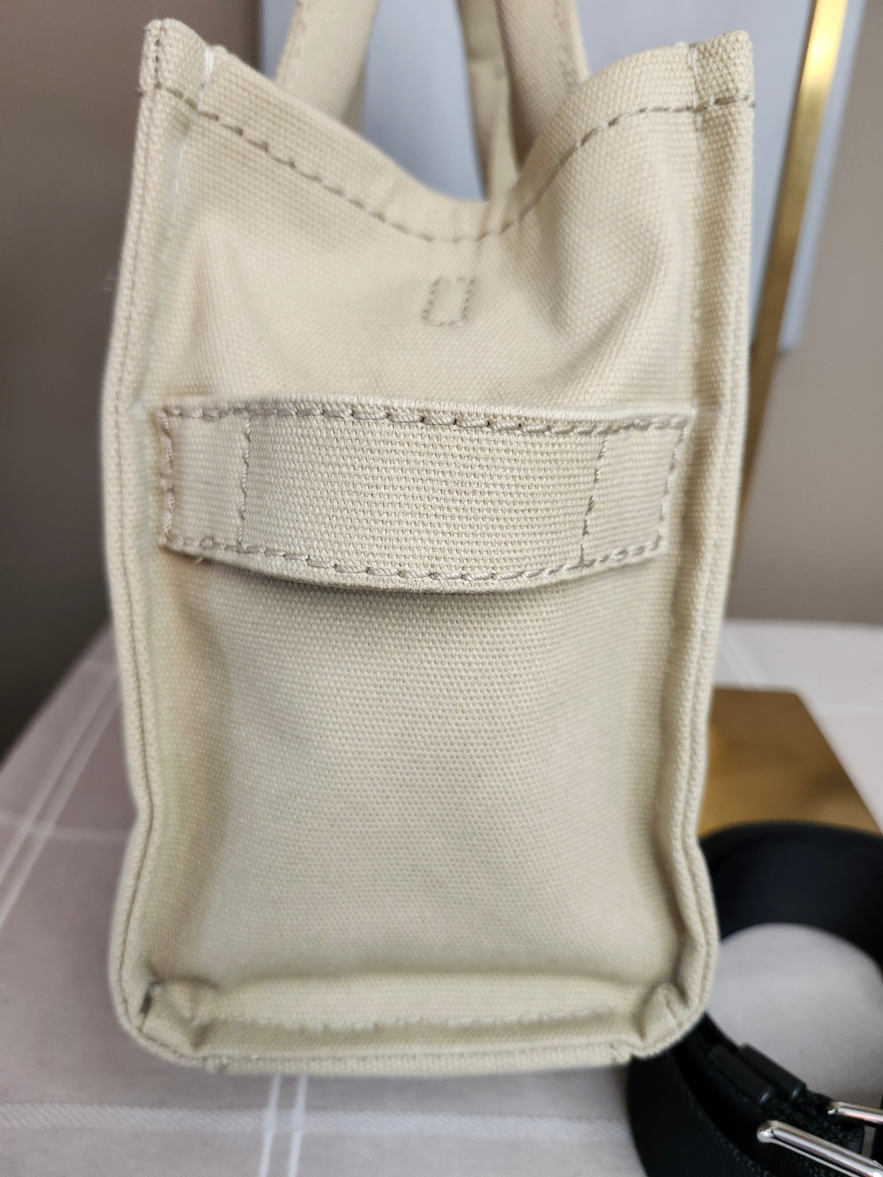Marc Jacob's The Tote Bag Canvas Tote in Beige Canvas with Black Strap