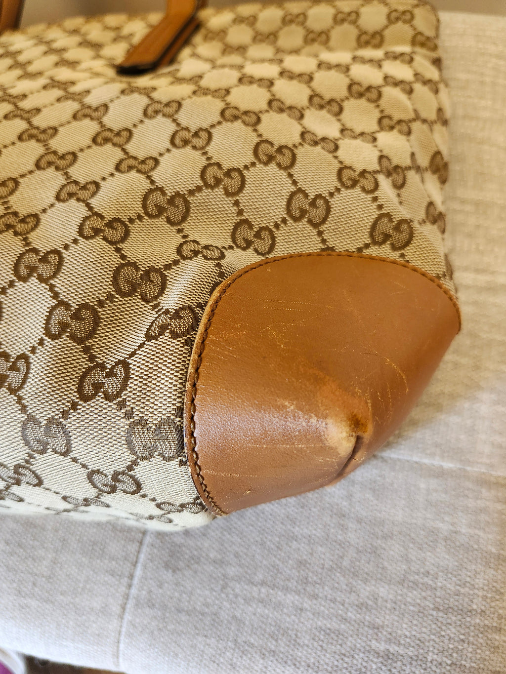 Gucci GG Canvas Sherry Line Shoppers Tote Bag