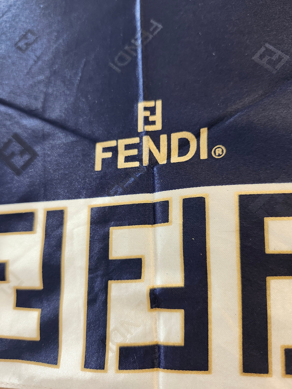 Fendi Zucca FF Print Folding Umbrella in Blue and Tan