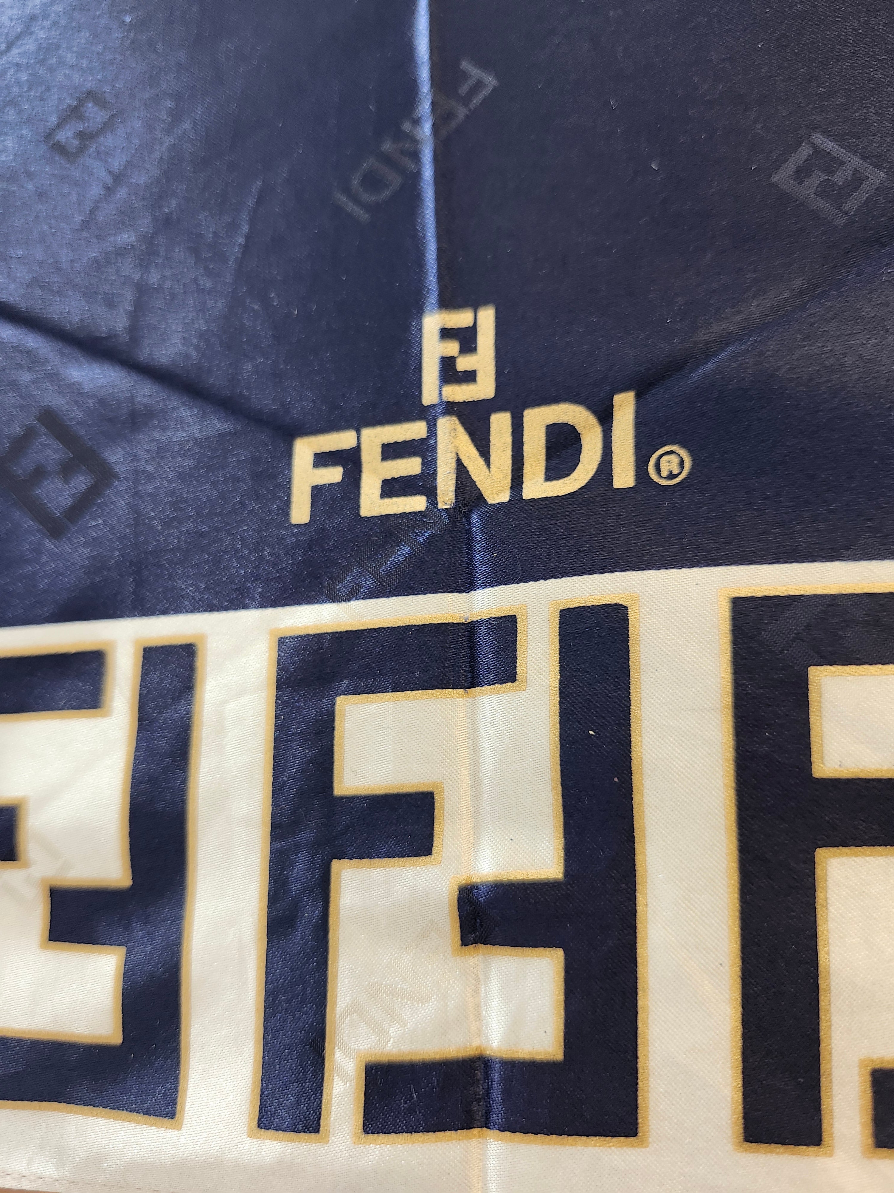 Fendi Zucca FF Print Folding Umbrella in Blue and Tan