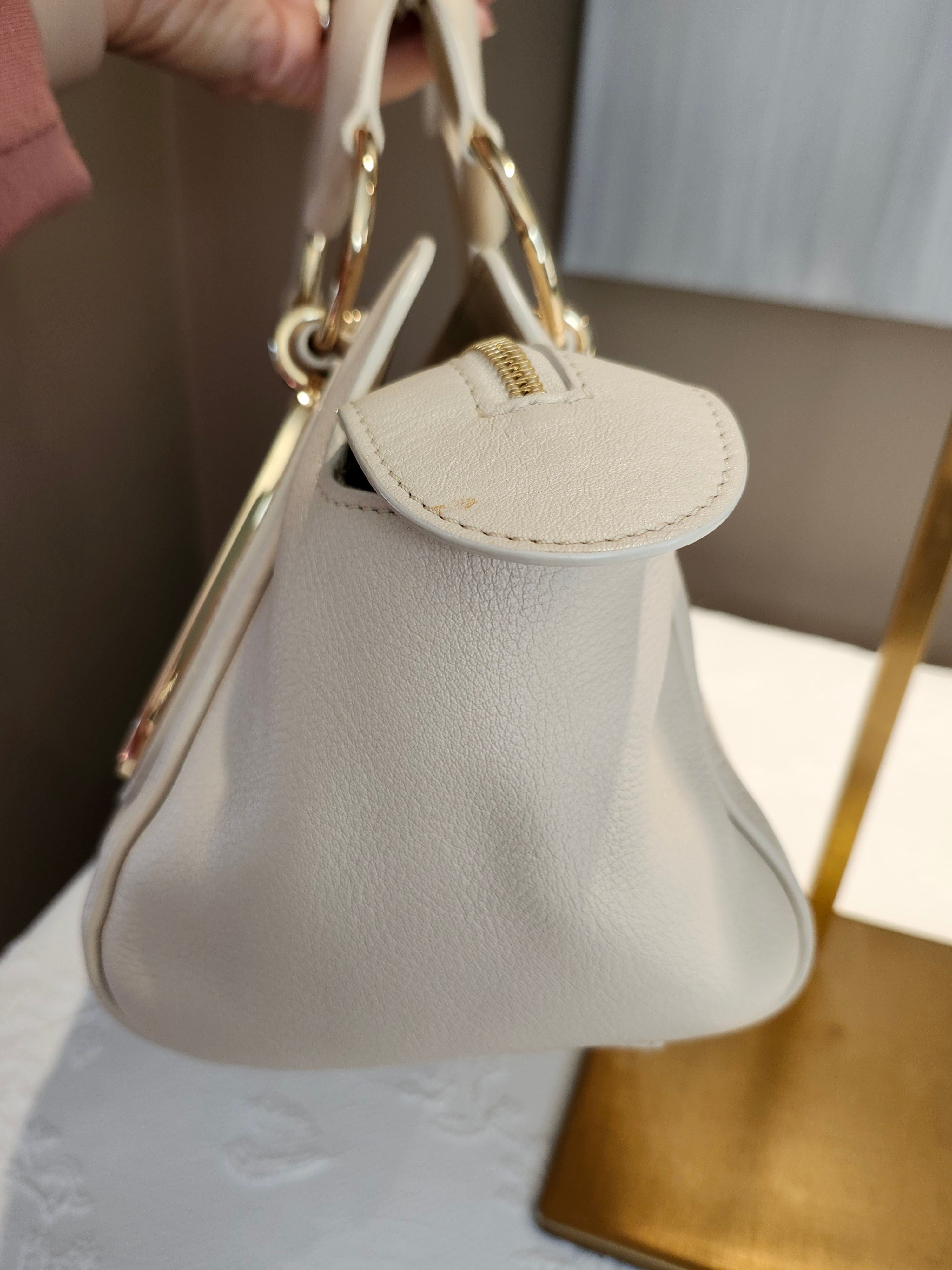 See by Chloé Paige Mini Leather 2-way Convertible Hand Bag in Cream