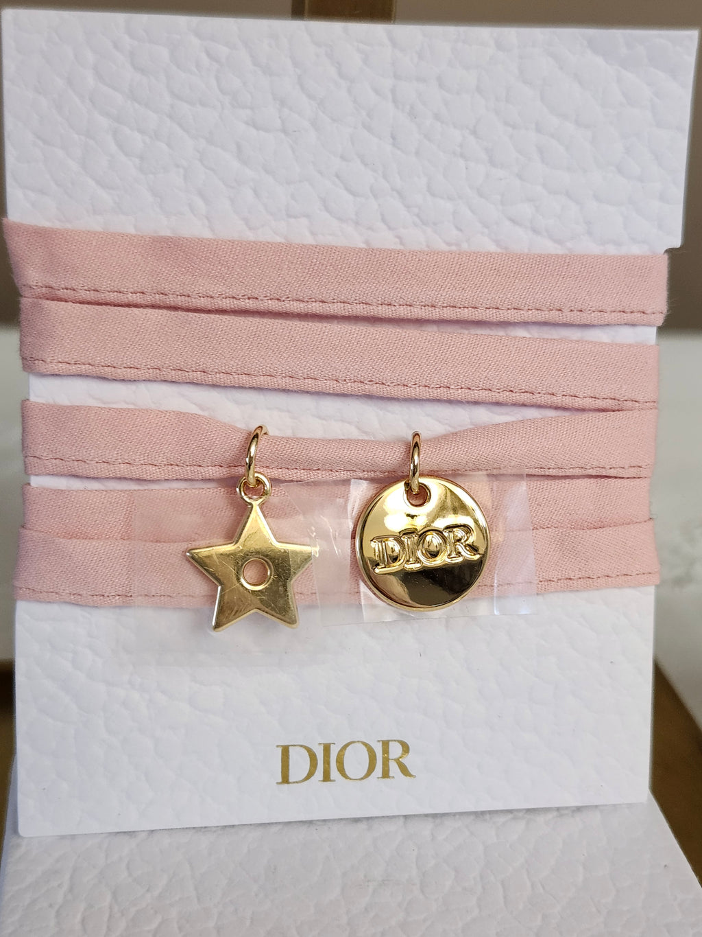 Christian Dior Accessories Bracelet Choker in Pink with Gold Charms