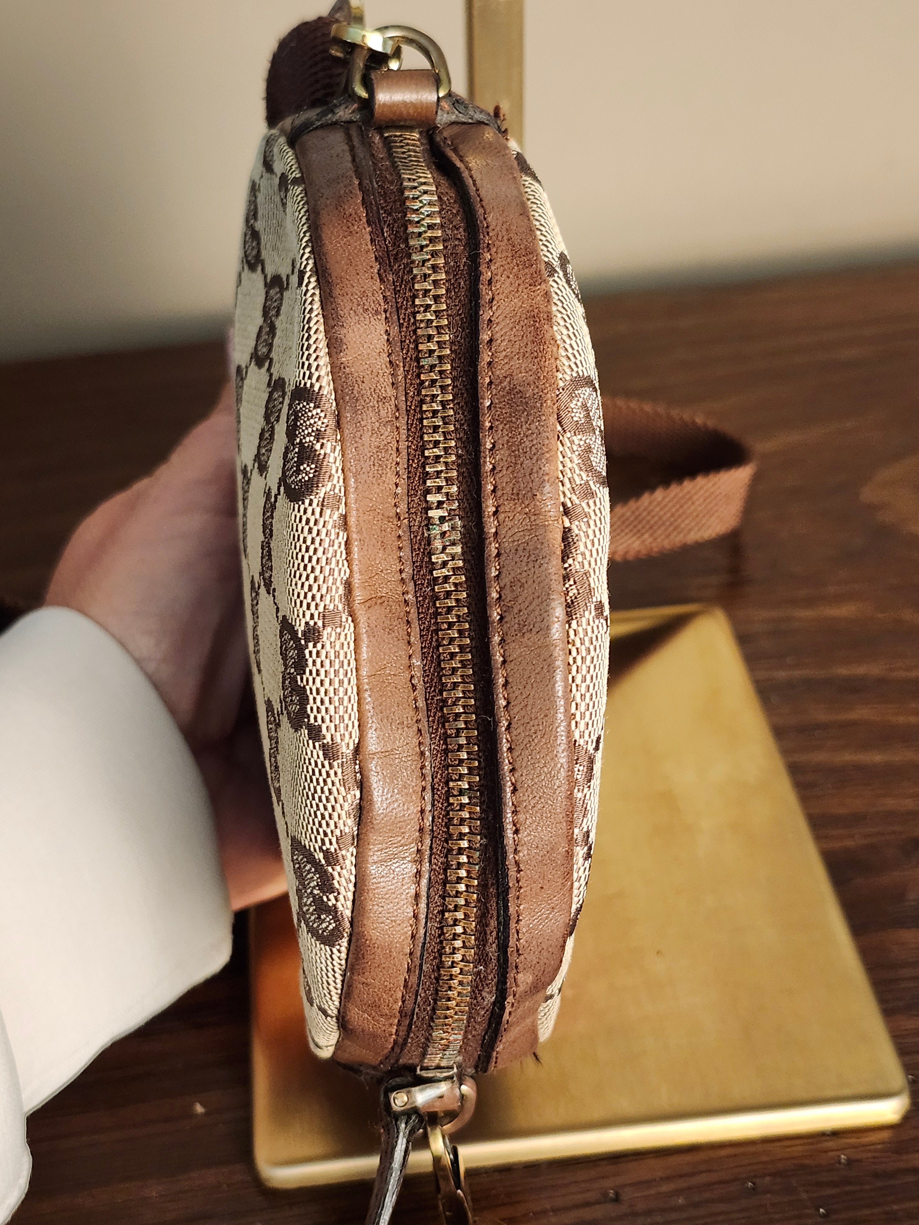 Gucci Bree Beige and Brown GG Canvas and Leather Round Circle Crossbody Bag