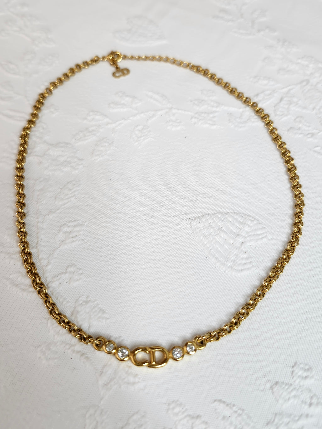 Christian Dior Crystal CD Logo Collar Necklace