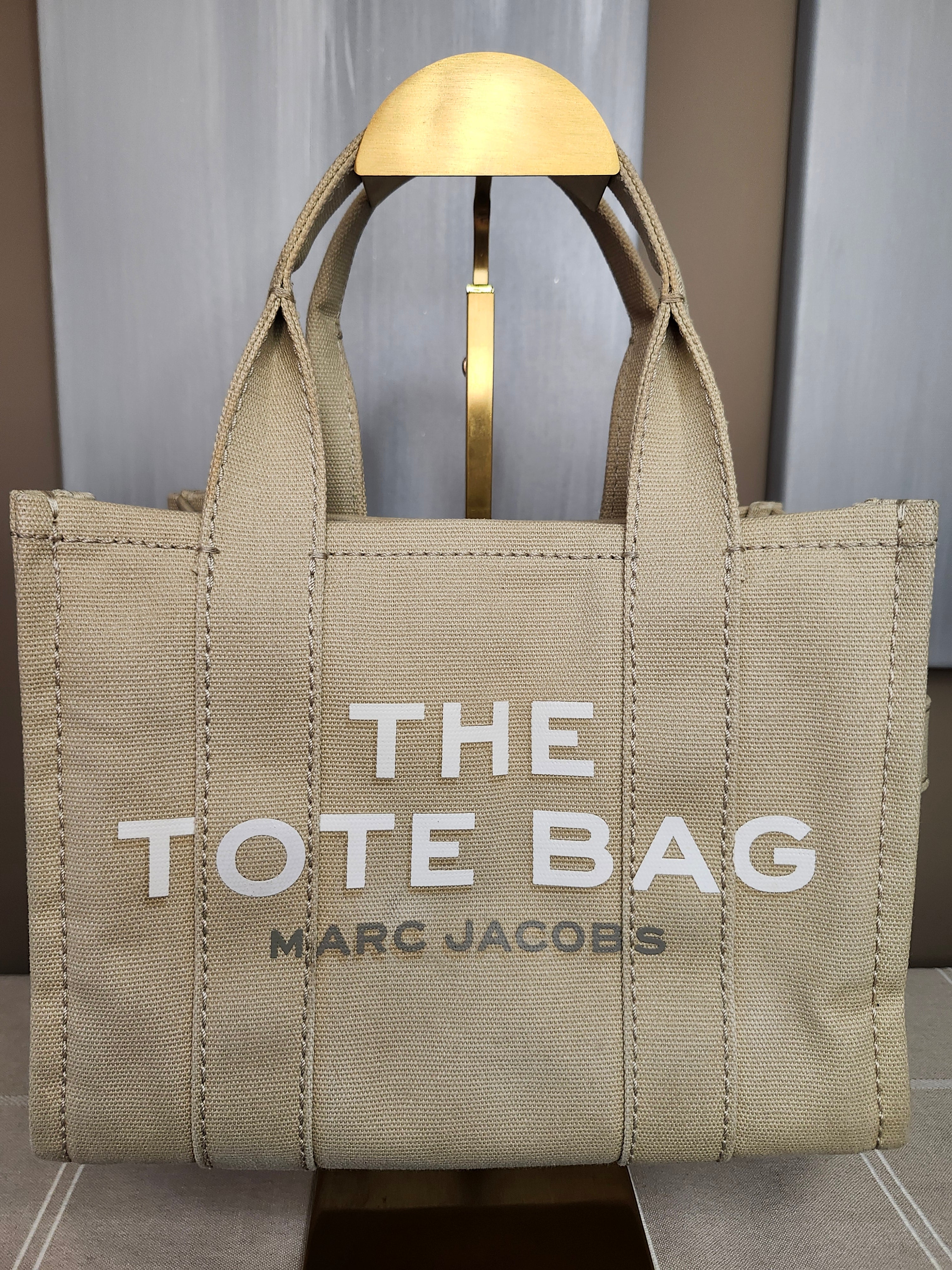 Marc Jacob's The Tote Bag Canvas Tote in Beige Canvas with Black Strap