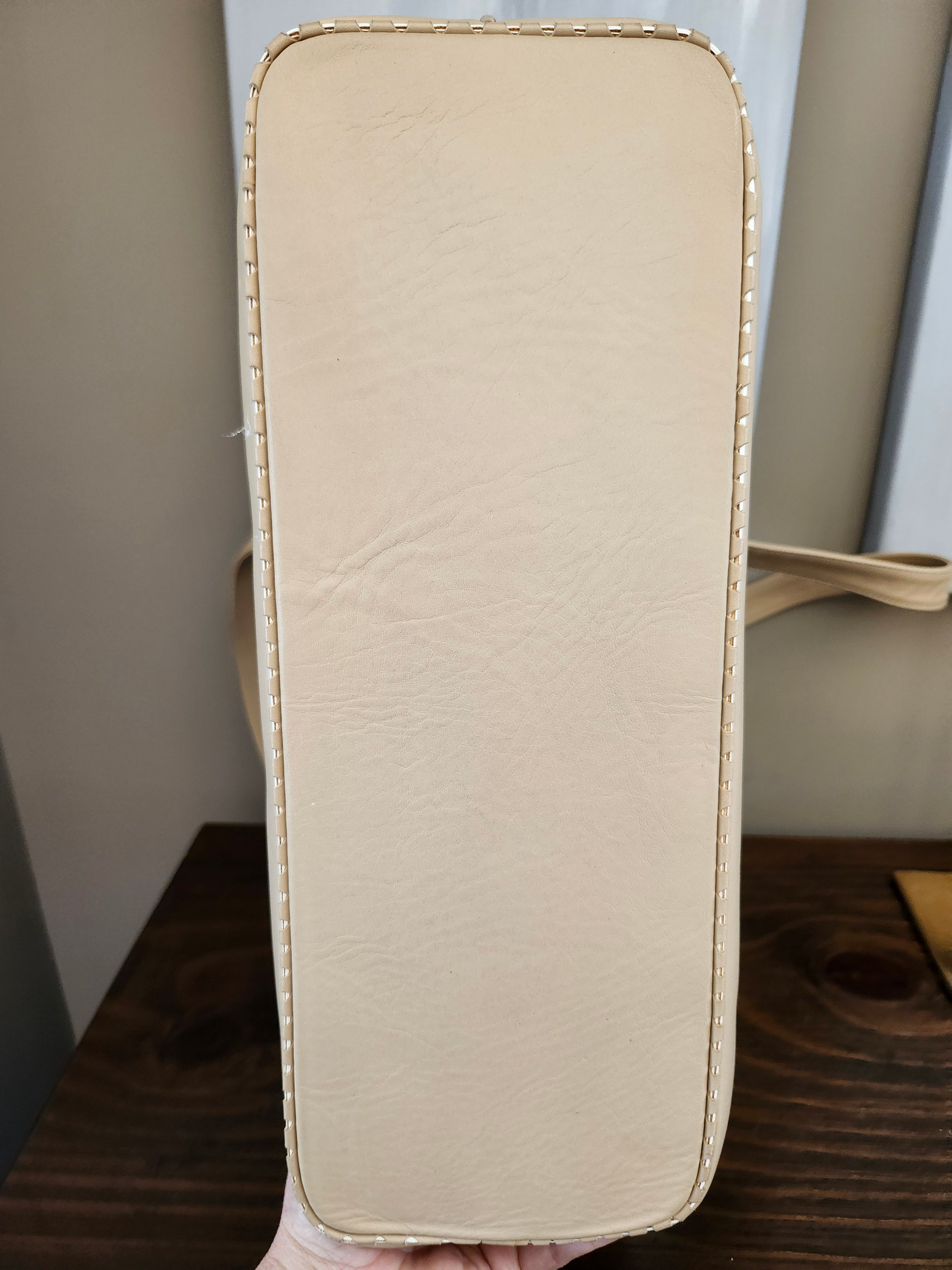 Valentino Garavani Calfskin Leather Tote in Beige