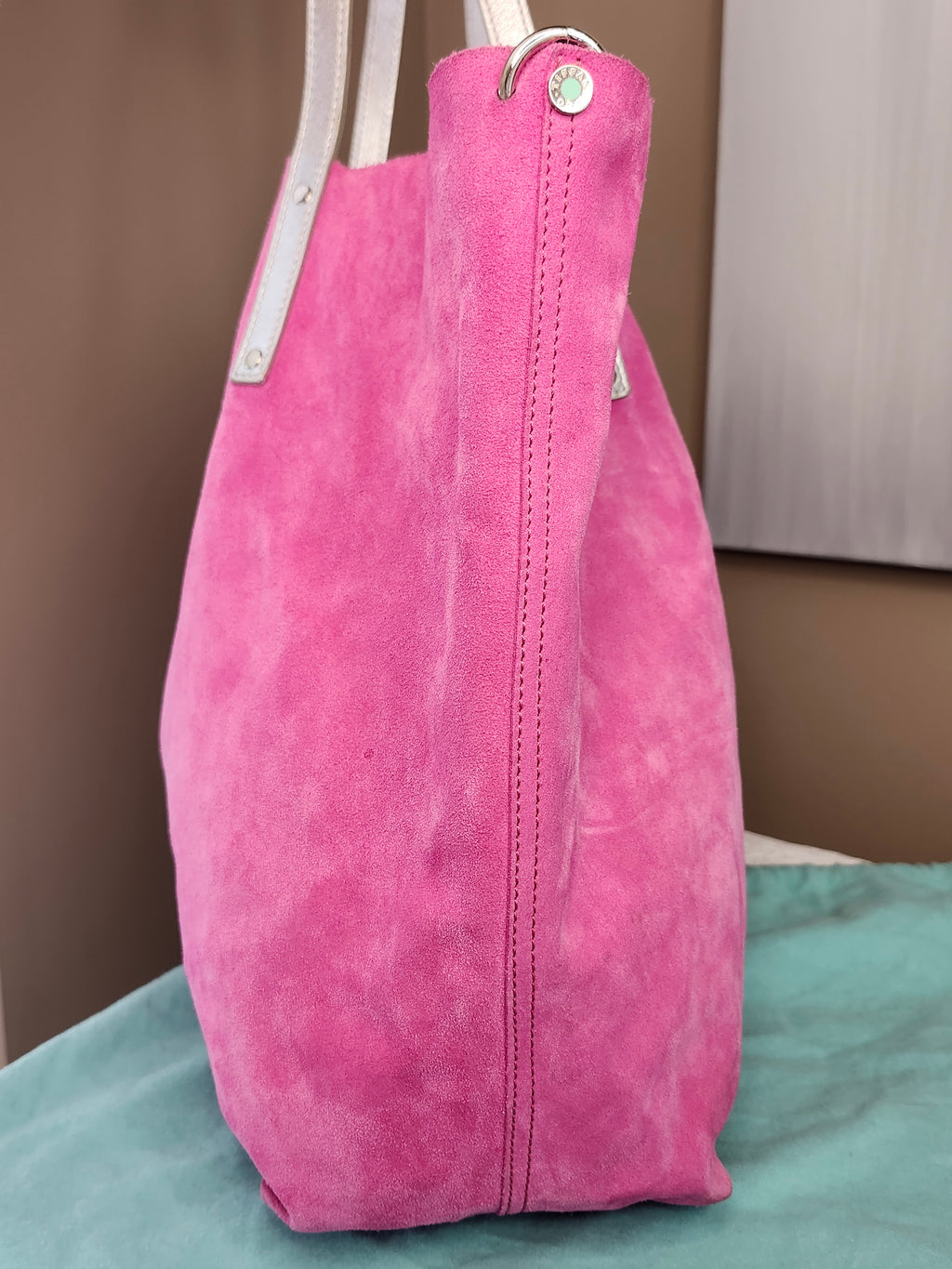 Tiffany & Co. Reversible Tote Bag in Pink Suede and Silver