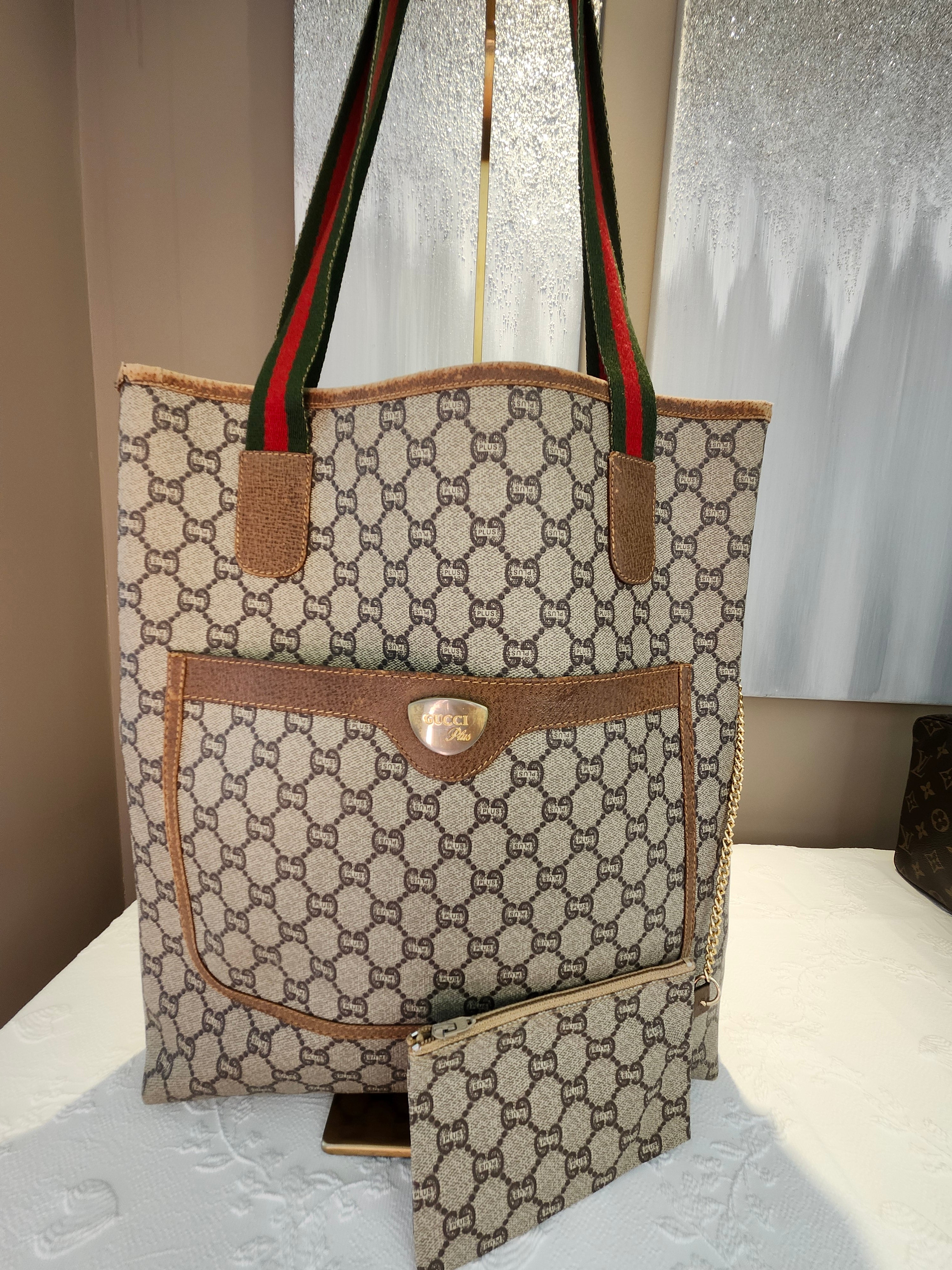 Gucci GG Plus Sherry Line Supreme Tote with Pouch Insert