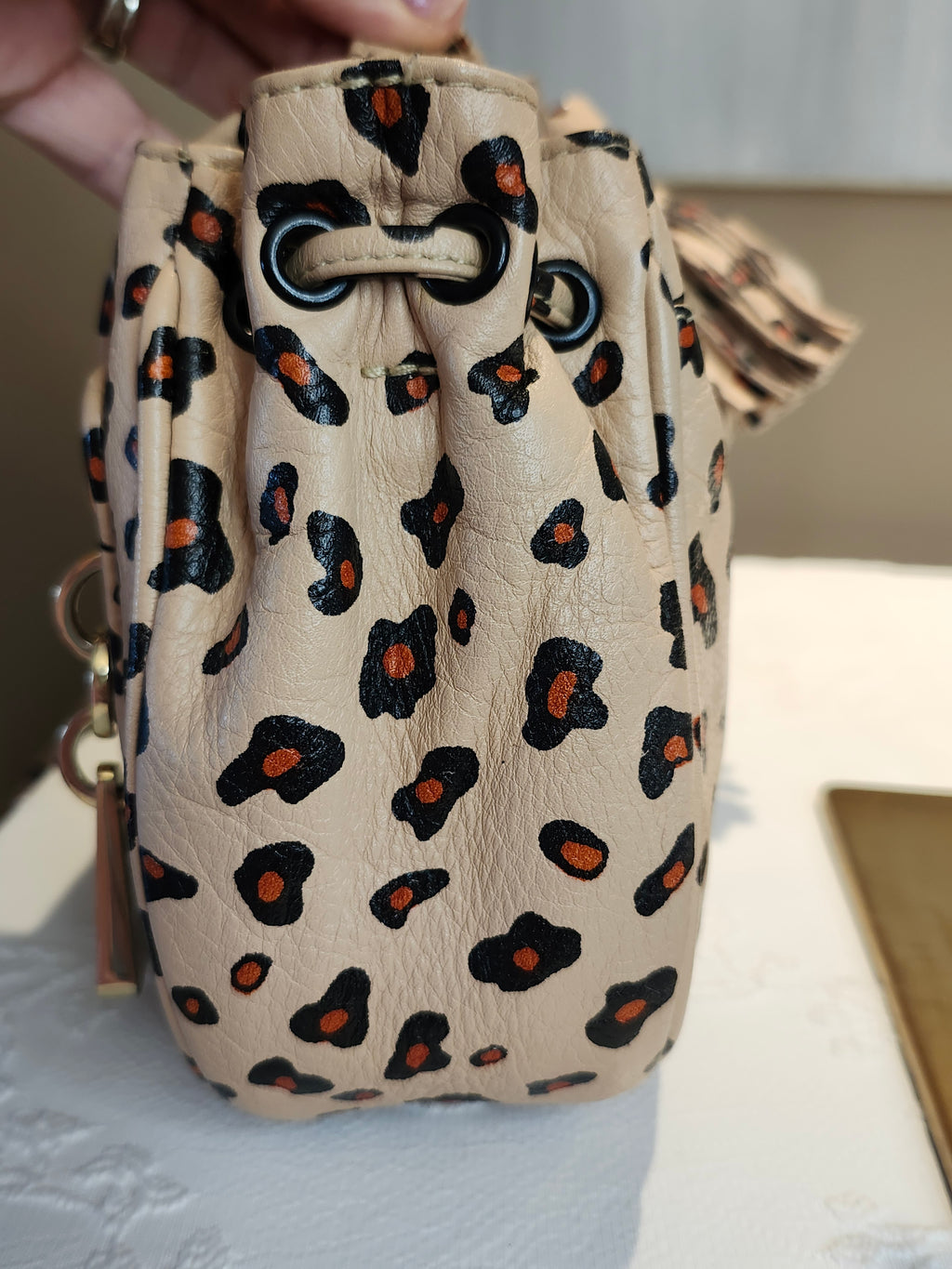 See by Chloe Animal Print Crossbody Hobo Bag with Double Gold Zip Hardware