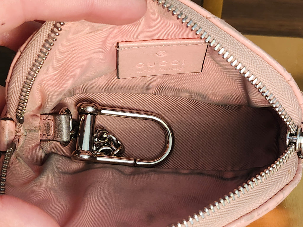 Gucci Calfskin Quilted Matelasse Marmont GG Marmont Key Pouch in Wild Rose