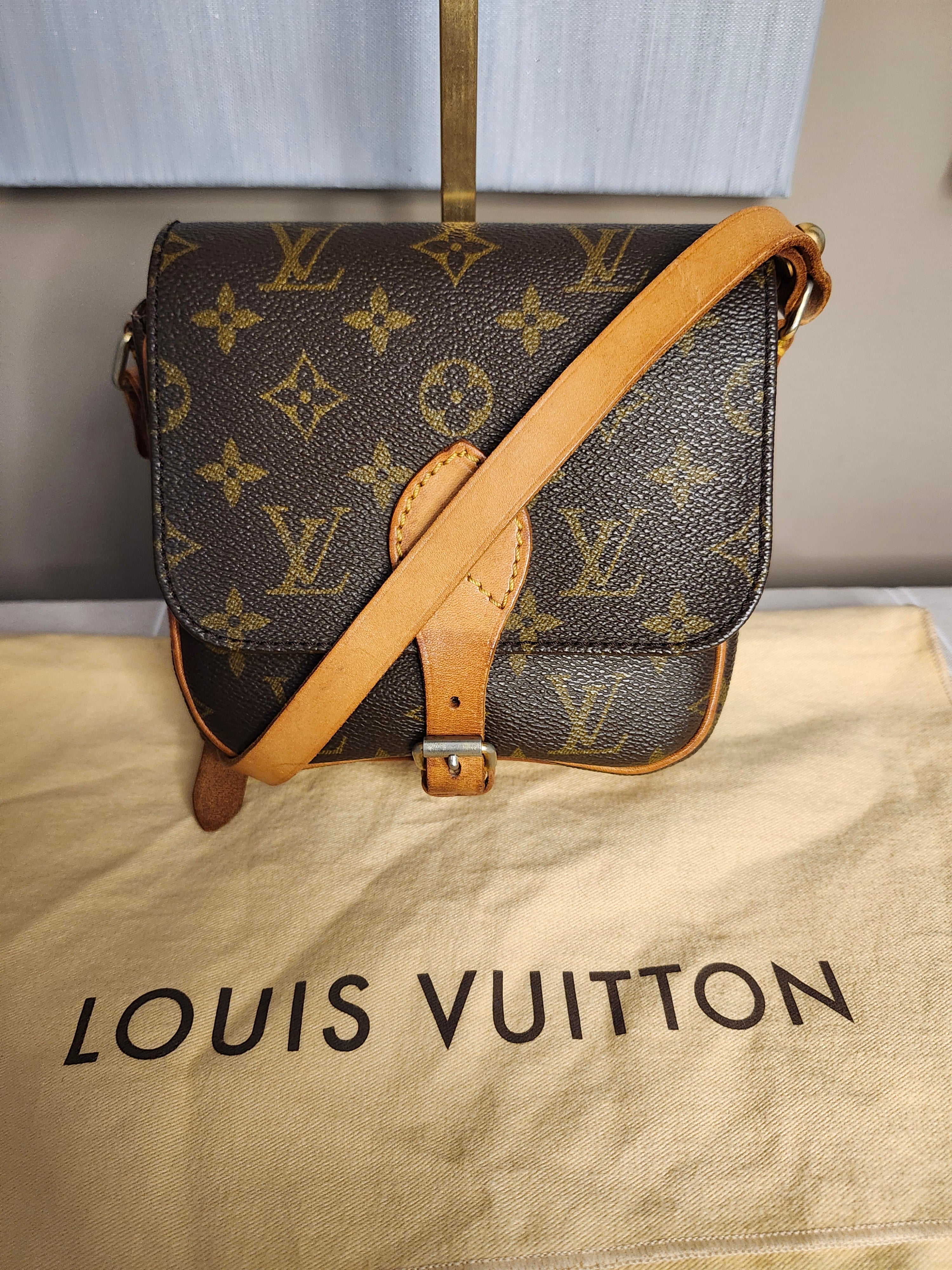 Louis Vuitton Cartouchiere PM Mini Brown and Tan Monogram Adjustable Crossbody Bag