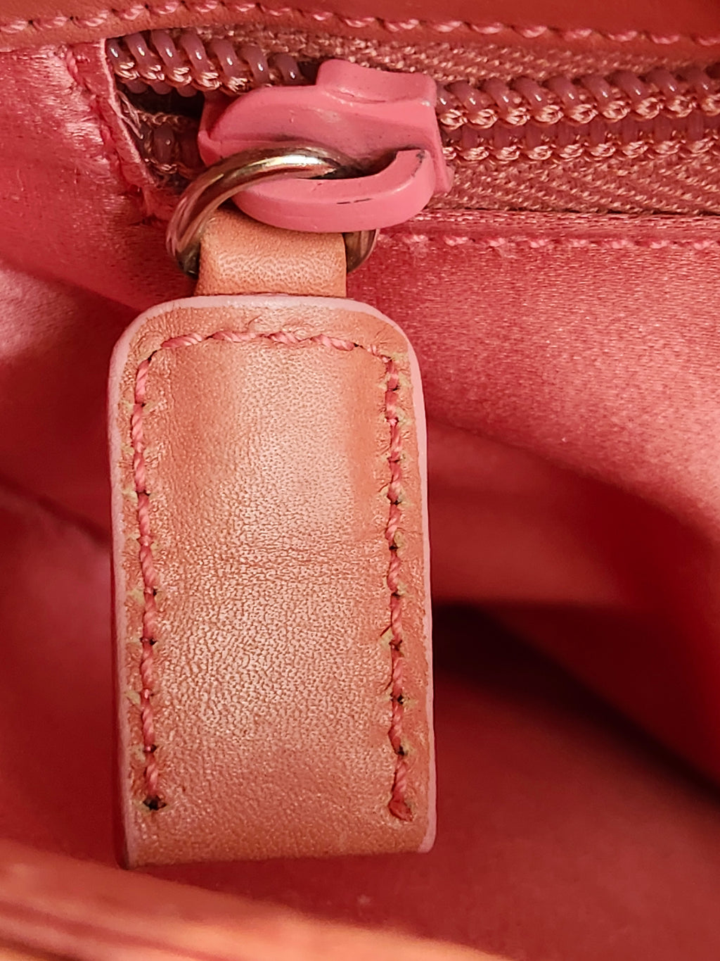 Prada Canvas Beige and Coral Small Tote Bag